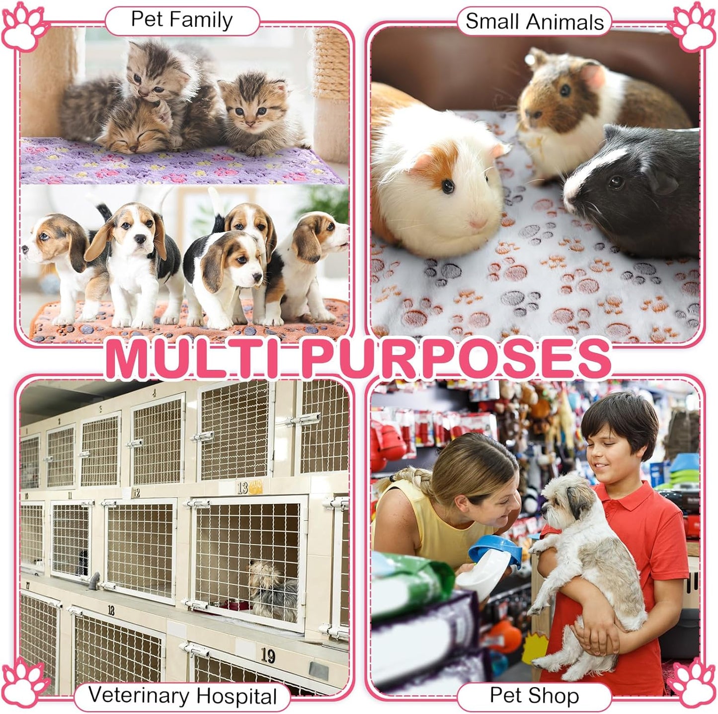 Newwiee 20 Pcs Waterproof Small Pet Fleece Blanket Bulk Washable Small Animal Cage Bedding Guinea Pig Puppy Dog Cat Pee Pad Liner Accessories(Assorted,18 x 13 Inch)