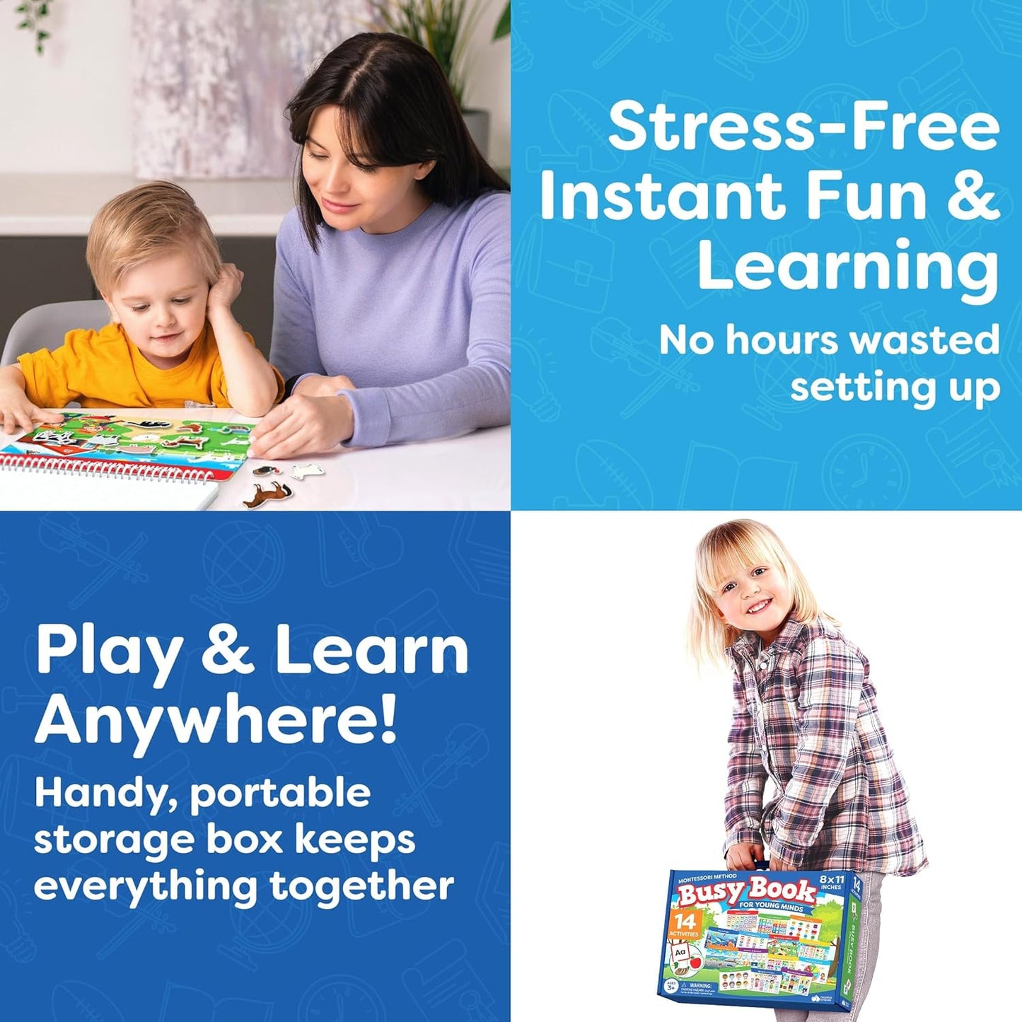 Montessori Preschool Busy Book for Toddlers Ages 3 and Up - Preassembled - Preschool Learning Activities Homeschool Montessori Toys - Gifts for 3 Year Old Boys Girl Birthday - Easter Gifts for Kids