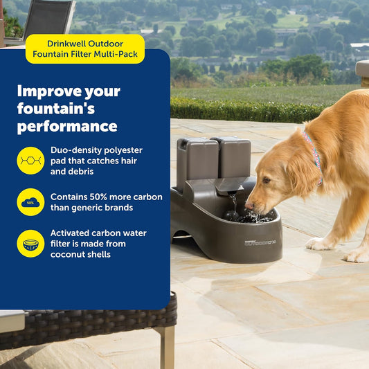 PetSafe Drinkwell Replacement Filter Pack for Outdoor Dog Water Fountain, 3 Carbon Filters & 1 Foam Filter