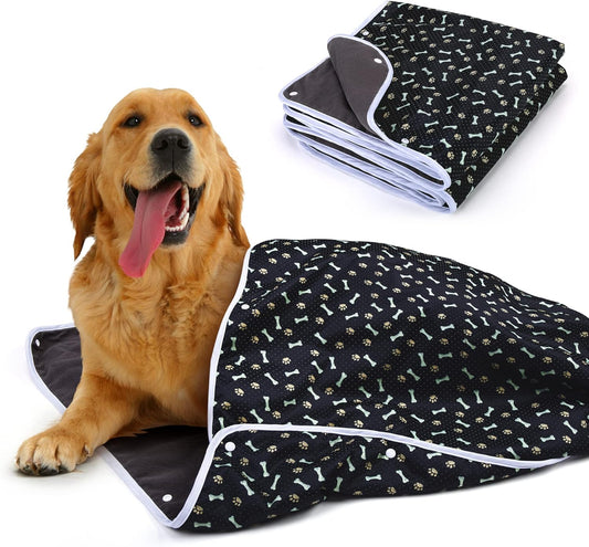 Teamoy 1 Pack 2 Dog Blanket, Waterproof Dog Bed Cover Protector for Sofa Couch(Black, 27.5" x 27.5")