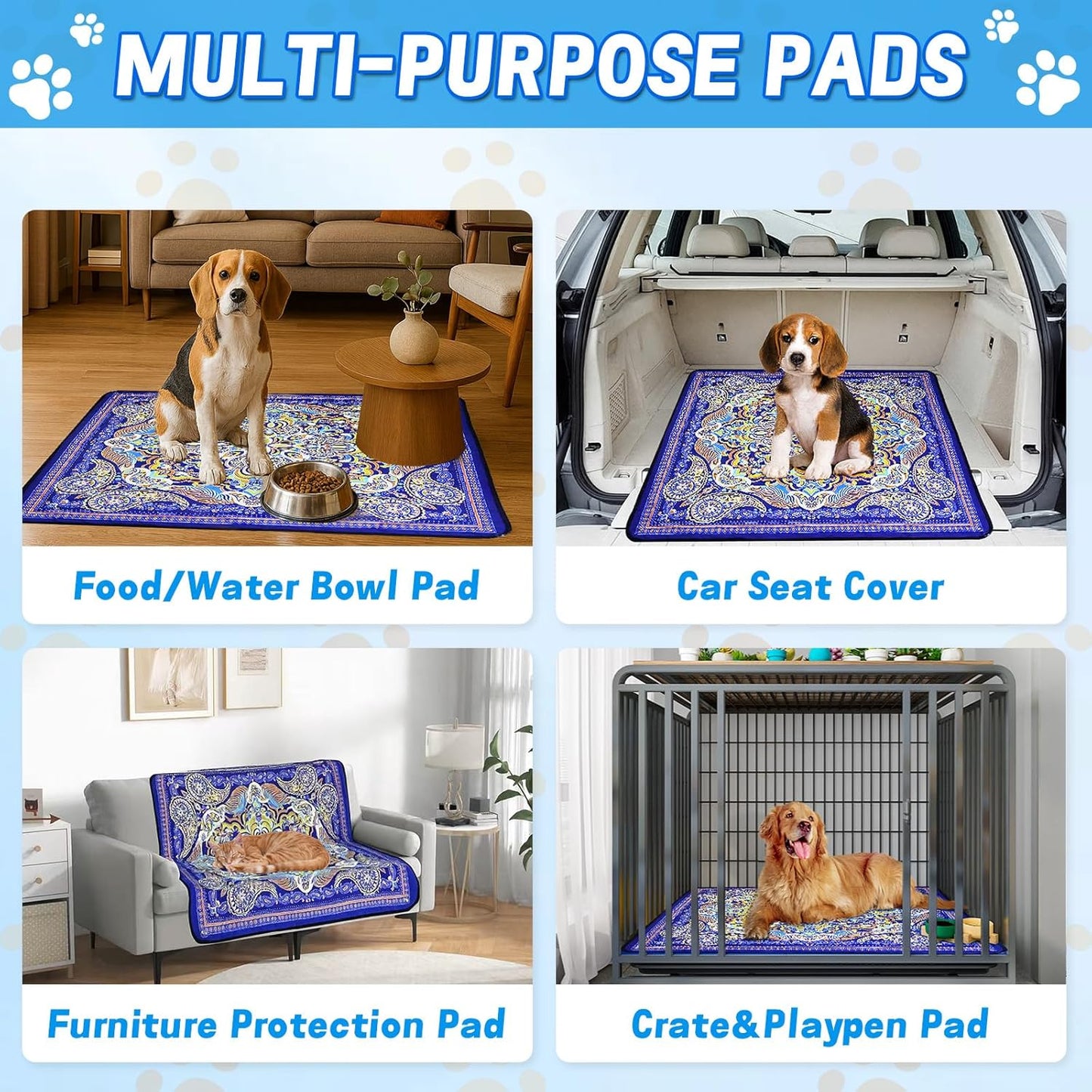 Reusable Pets Underpads, 2 Pack 18"x25" Washable Pee Pads for Dogs, Heavy Absorbency, Non-Slip and Leak-Proof Puppy Pee Mat for Crate, Couch, Floor and Pet Housebreaking