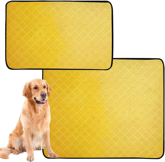 Lemon Yellow Washable Pee Pads for Dogs,Absorbent Reusable Puppy Pads Pet Training Pads for Whelping, Playpen, Crate, Bed M+L