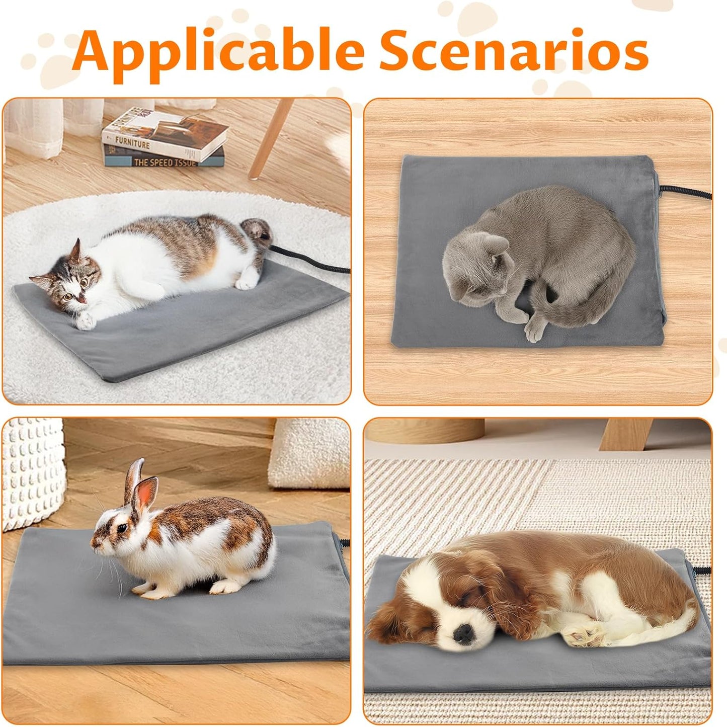 Heating Inside Cat&Dog House Heated Pet Indoor Heated Kitty House Bed(A Nest Box and A Heating Pad)
