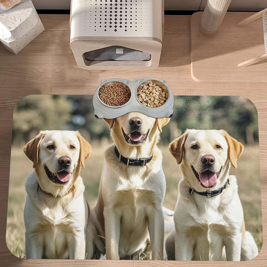 Pet Feeding Mat Leather Dog Food Mat Waterproof Pet Tablecloth Labrador Retriever Dogs Pet Placemat for Dogs Absorbent Dog Bowl Mat Anti-Slip Dogs Mats for Food and Water