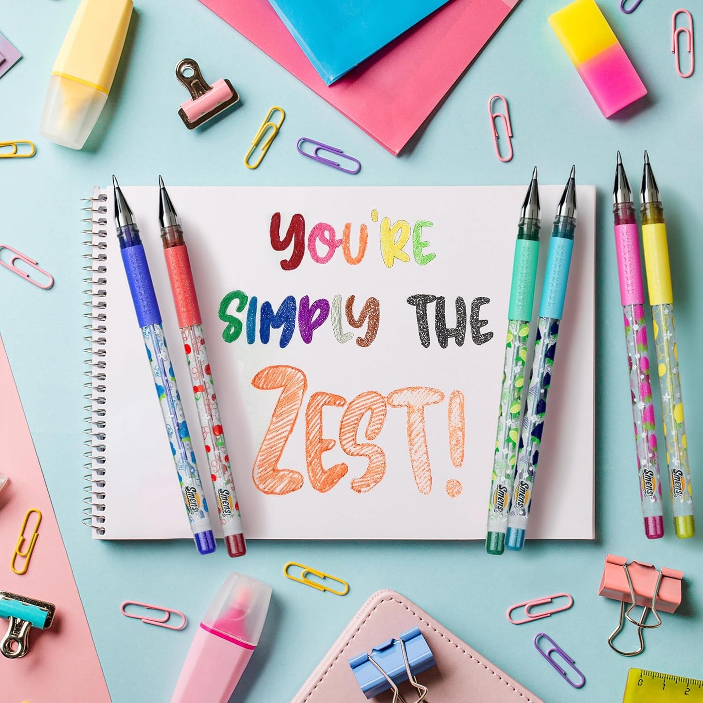 Smens Scented Glitter Gel Pens – 12 Pack Colored Gel Pens with Sparkly Ink & Gourmet Scented Grips – Fun School Supplies, Cute Journaling Pens & Creative Stationery Gift Set