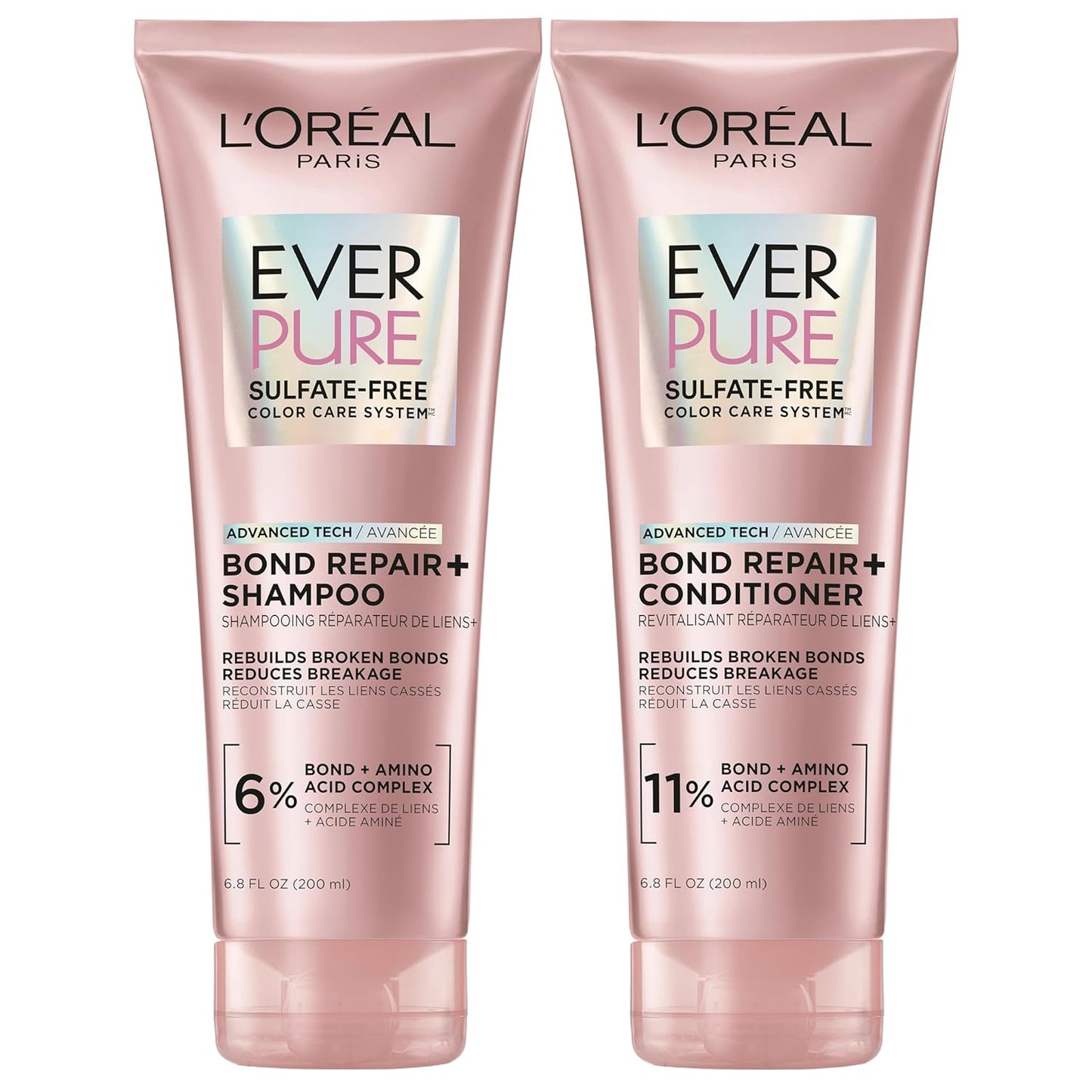 L'Oreal Paris EverPure Sulfate-Free Vegan Hair Care Kit - Shampoo and Conditioner to Strengthen and Repair Hair Bonds (Packaging May Vary)