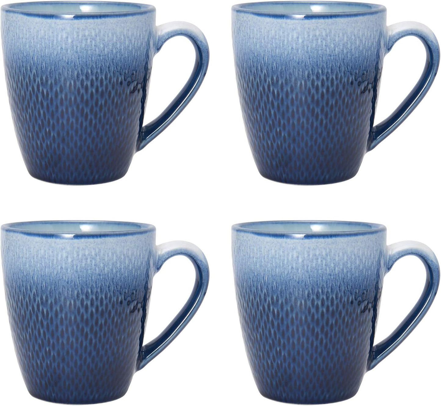 Pfaltzgraff Eclipse Blue 16-Piece Stoneware Dinnerware Set, Service for 4 with Dinner Plates, Salad Plates, Bowls and Mugs, Dishwasher and Microwave Safe