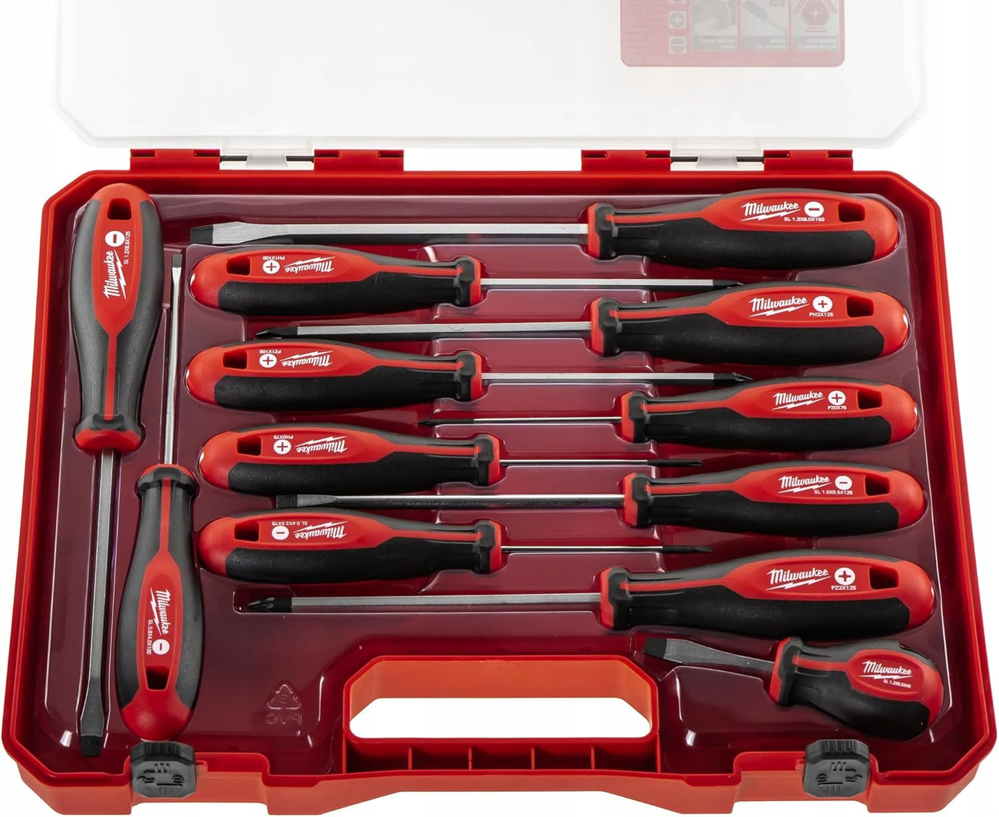 Milwaukee Set of 12 Tri-Lobe Screwdrivers 4932472003,Red