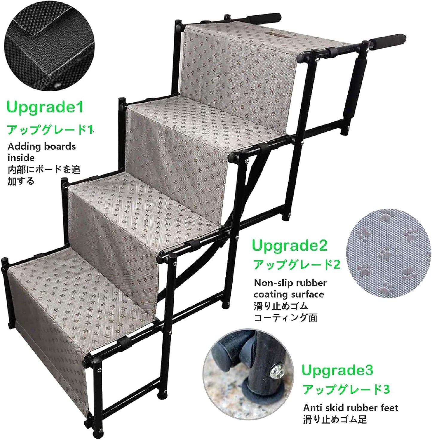 Stairs & Steps for Dogs Premium Quality Lightweight Portable Travelling Adjustable Metal e Folding Ramp Stairs Ideal for Cars Trucks SUV Steps for Medium and Large Do Gray