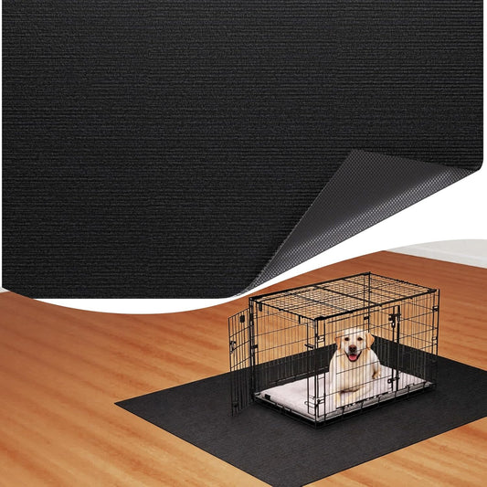Dog Crate Mat, 29 in x 50 in Dog Playpen Mat Rubber Kennel Mat Extra Large Liner for Under Dog Crate cages, Absorbent Urine, Puppy Pee Pad Reusable Washable Floor Protector Waterproof Non-Slip Black
