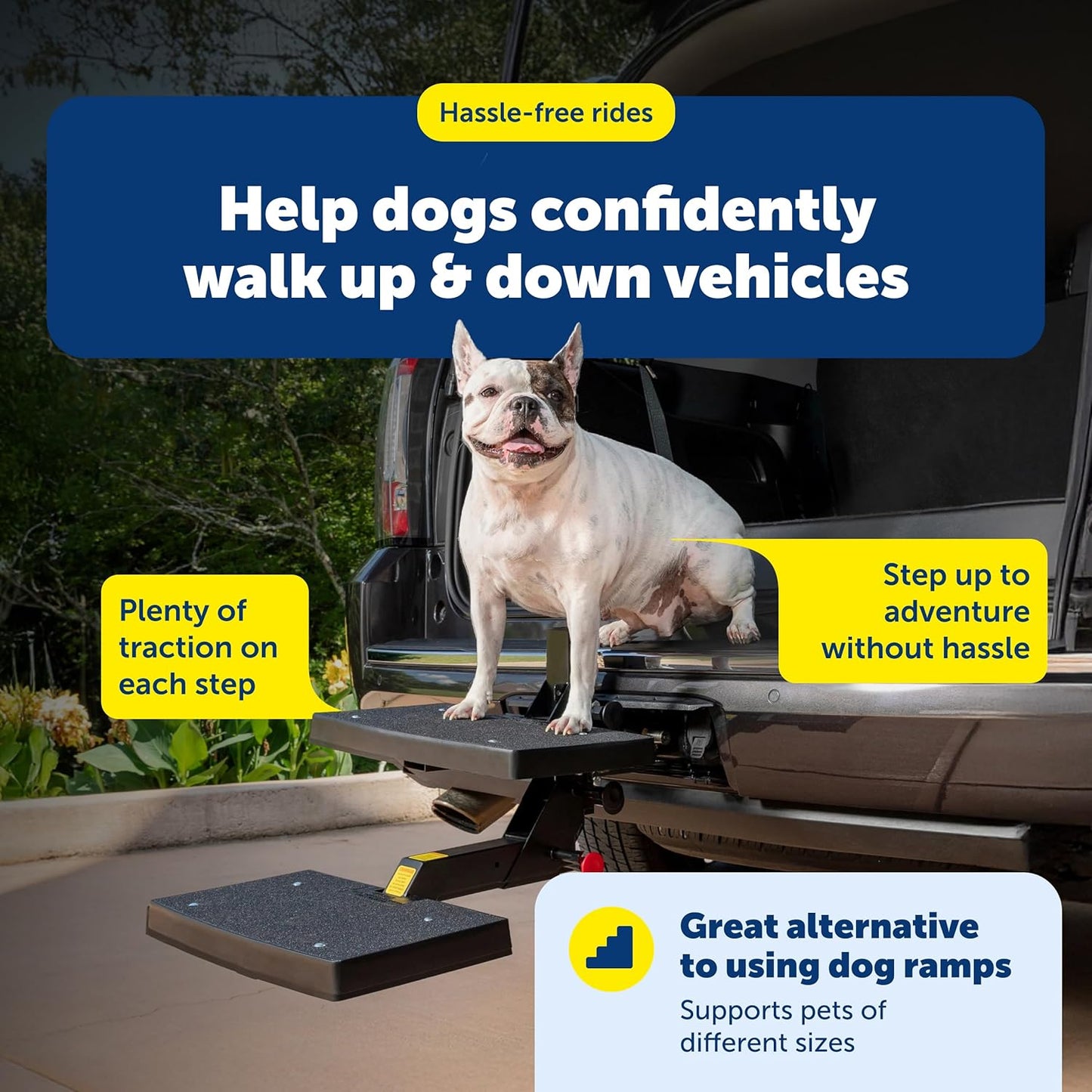 PetSafe Happy Ride PupSTEP HitchStep Dog Stairs, Folding Steps for Truck & SUV Hitches, for Medium to Large Dogs