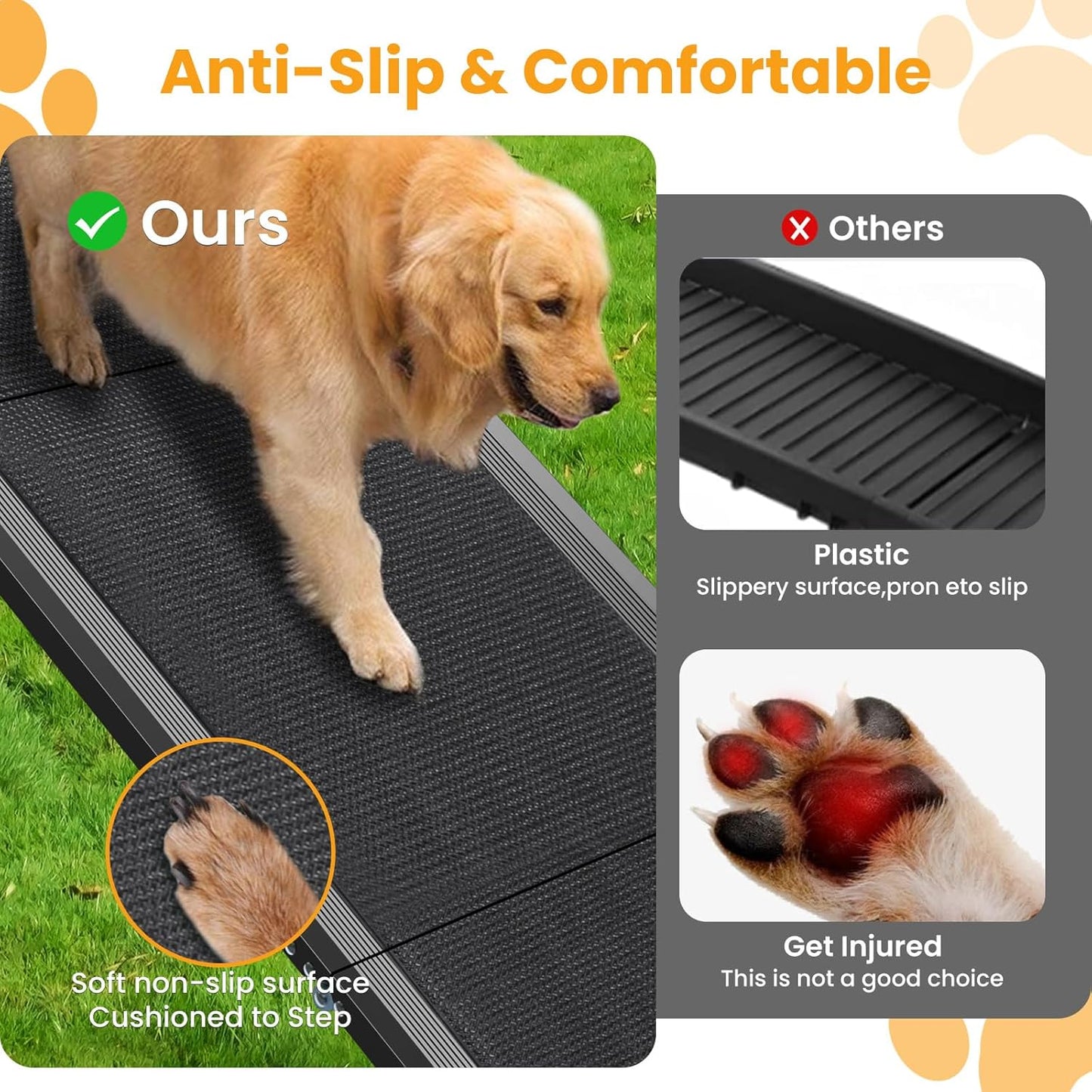 Dog Ramp, Dog Ramp for Car with Anti-Slip Surface, 63''x17.3'' Folding Pet Ramp for Large Dogs to Get on Truck SUV Van Up to 250LBS, Car Ramp for Dogs Dog Stairs for Bed Couch Outdoor Indoor