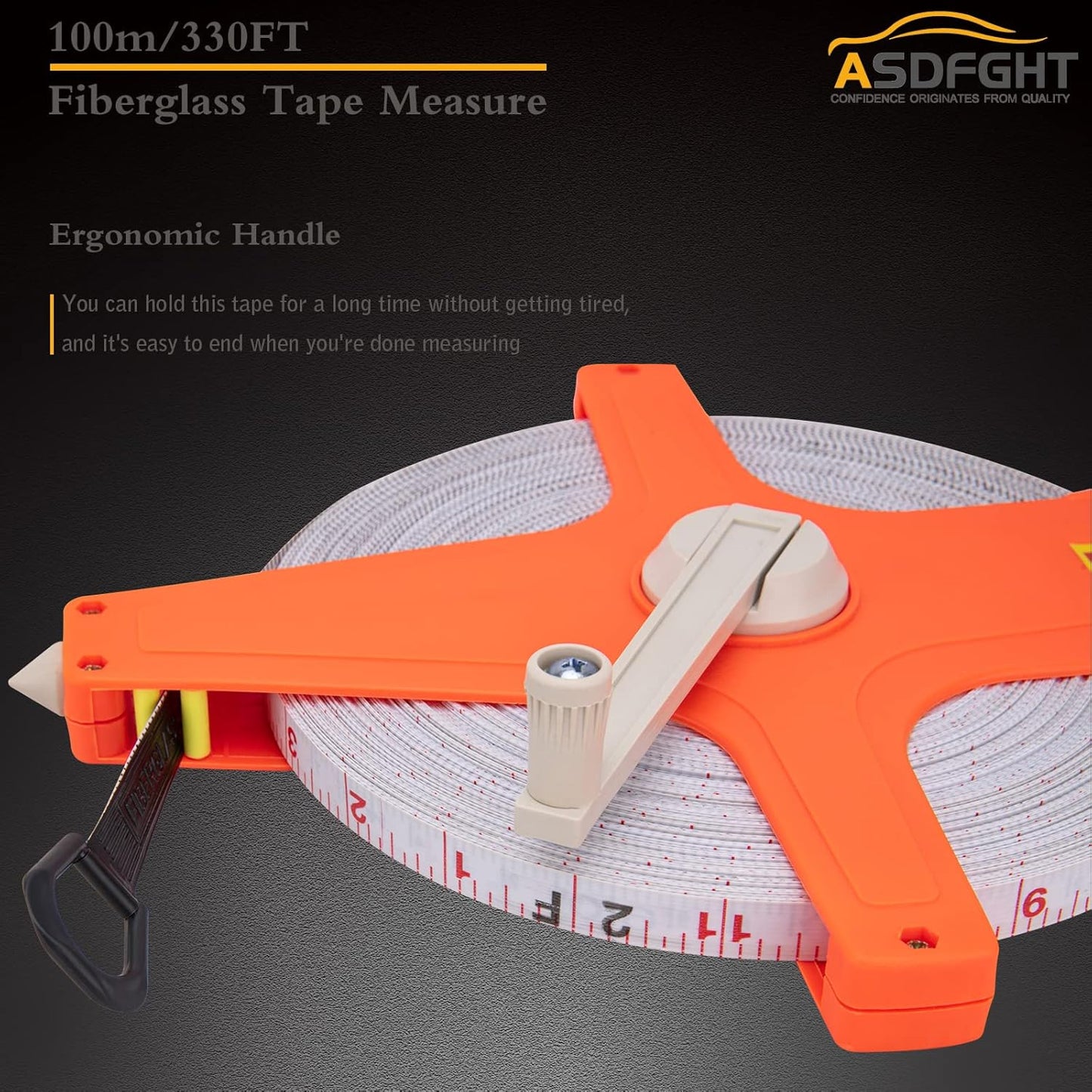 Open Reel Tape Measure 330 Feet, Fiberglass Tape Measure, Yard Measuring Tape Fit for Sports Field, Outdoor, Engineer,Track, Durable Dual-Sided Measuring Reel with Feet and Meters (1/2')