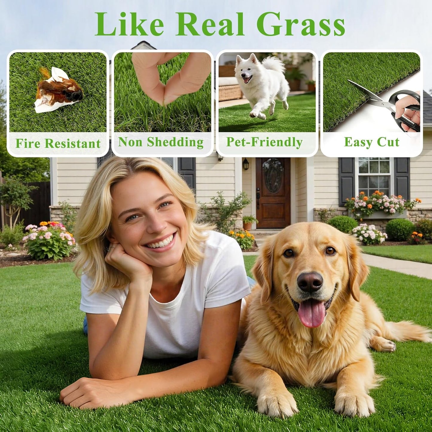 HEBE Fake Grass Pee Pad for Dogs 28"x39", Artificial Grass Turf for Indoor Outdoor Potty Training, Washable Dog Potty Grass Mat with Drainage Holes, Reusable Non-Slip Pet Potty Pad
