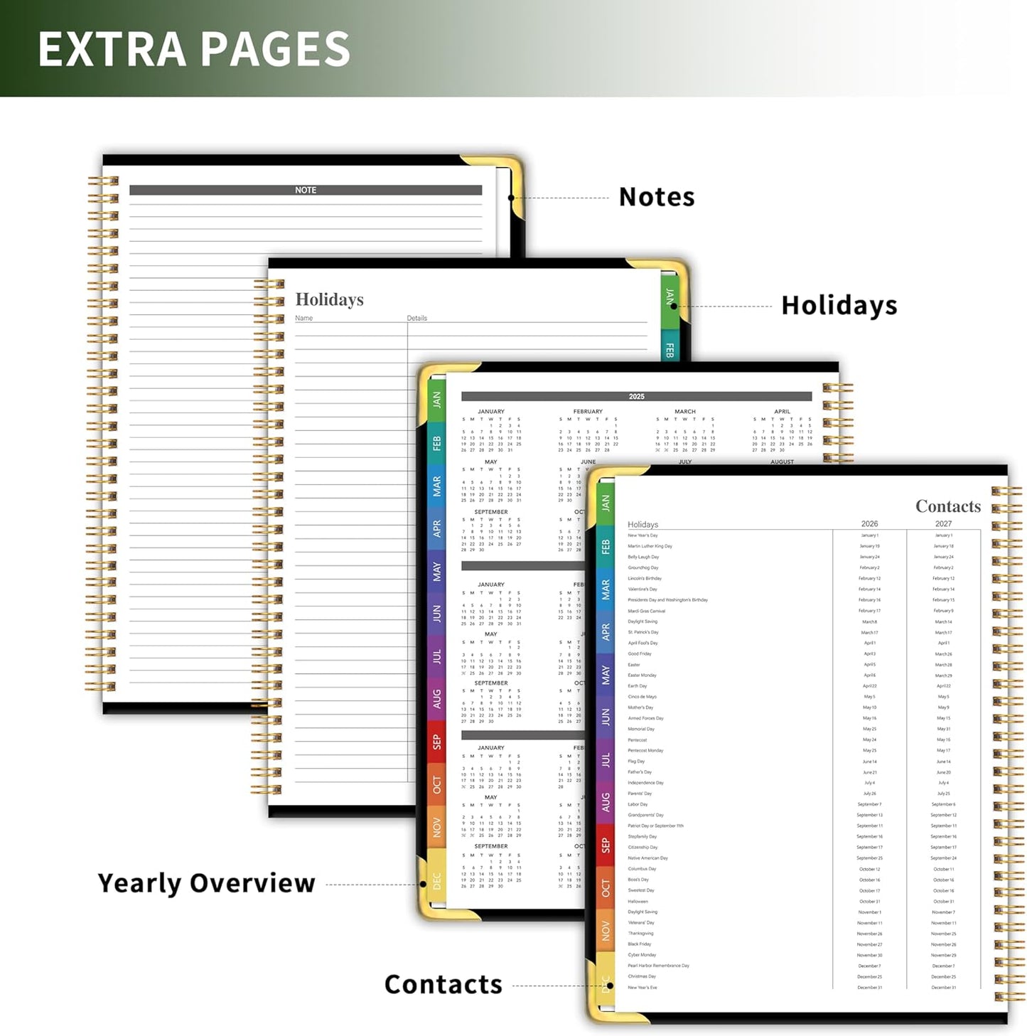Planner -2026, Hardcover Weekly & Monthly Calendar Planner, January 2026 - December 2026, 8.5" x 11", Daily Agenda Book with Colorful Tabs, College Organizer Notebook, School & Work Supplies for Student Teacher Classroom