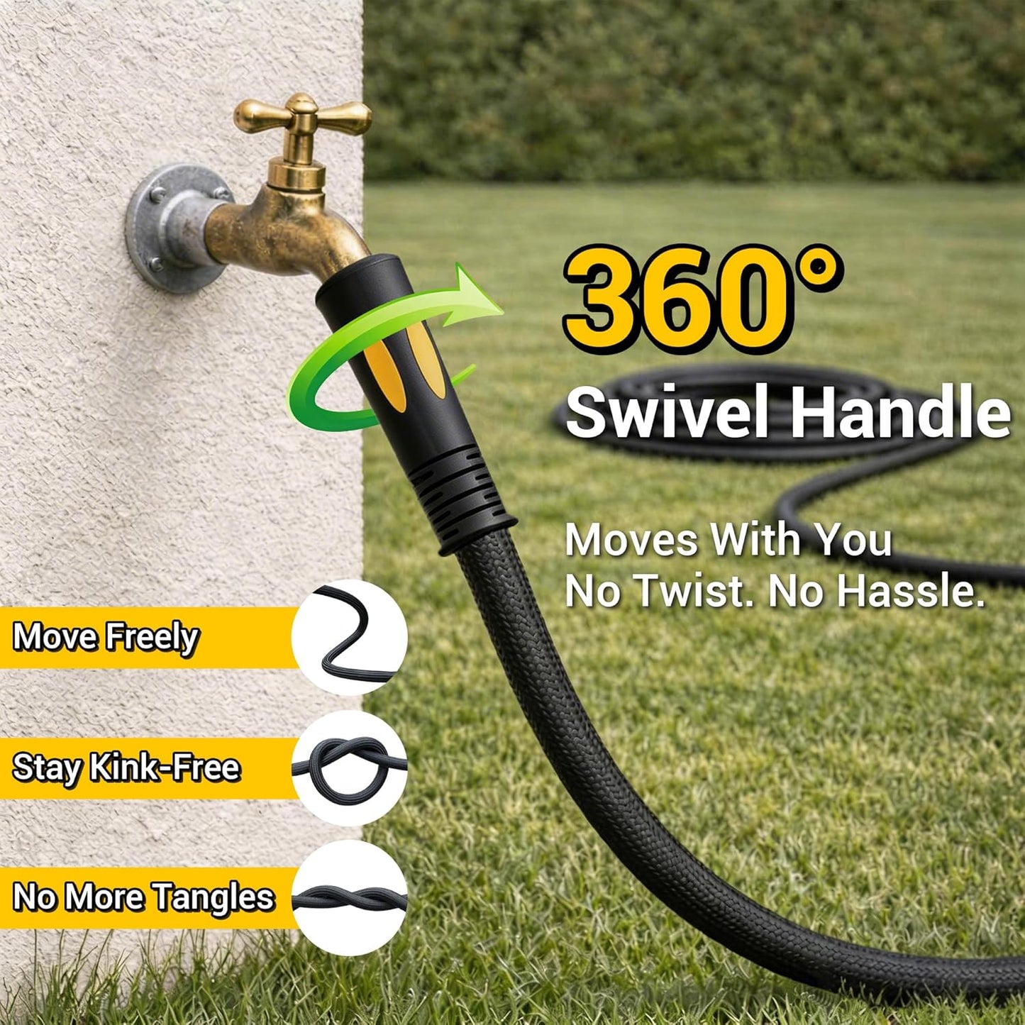 TheFitLife Garden Hose 100 ft - Heavy Duty 100ft Non-Expandable Long Water Hose, No Kinking, Lightweight, Full Property Coverage Without Compromise, 1/2 id x 100 Feet