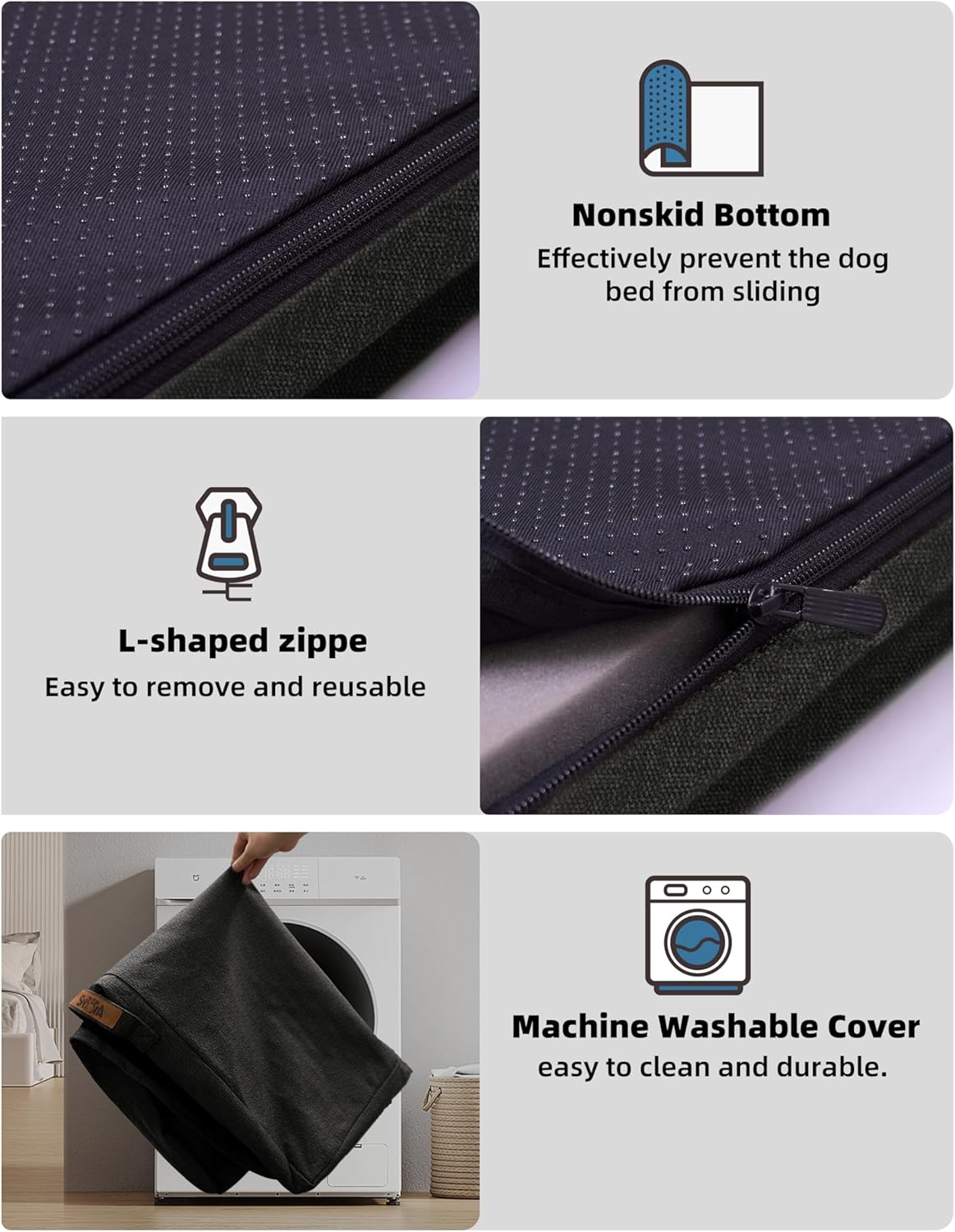Sytopia 36-Inch Waterproof Orthopedic Dog Bed, L for Giant and Extra Large Dogs, Supports Up to 60 lbs, for Indoor and Outdoor Use, Dark Grey