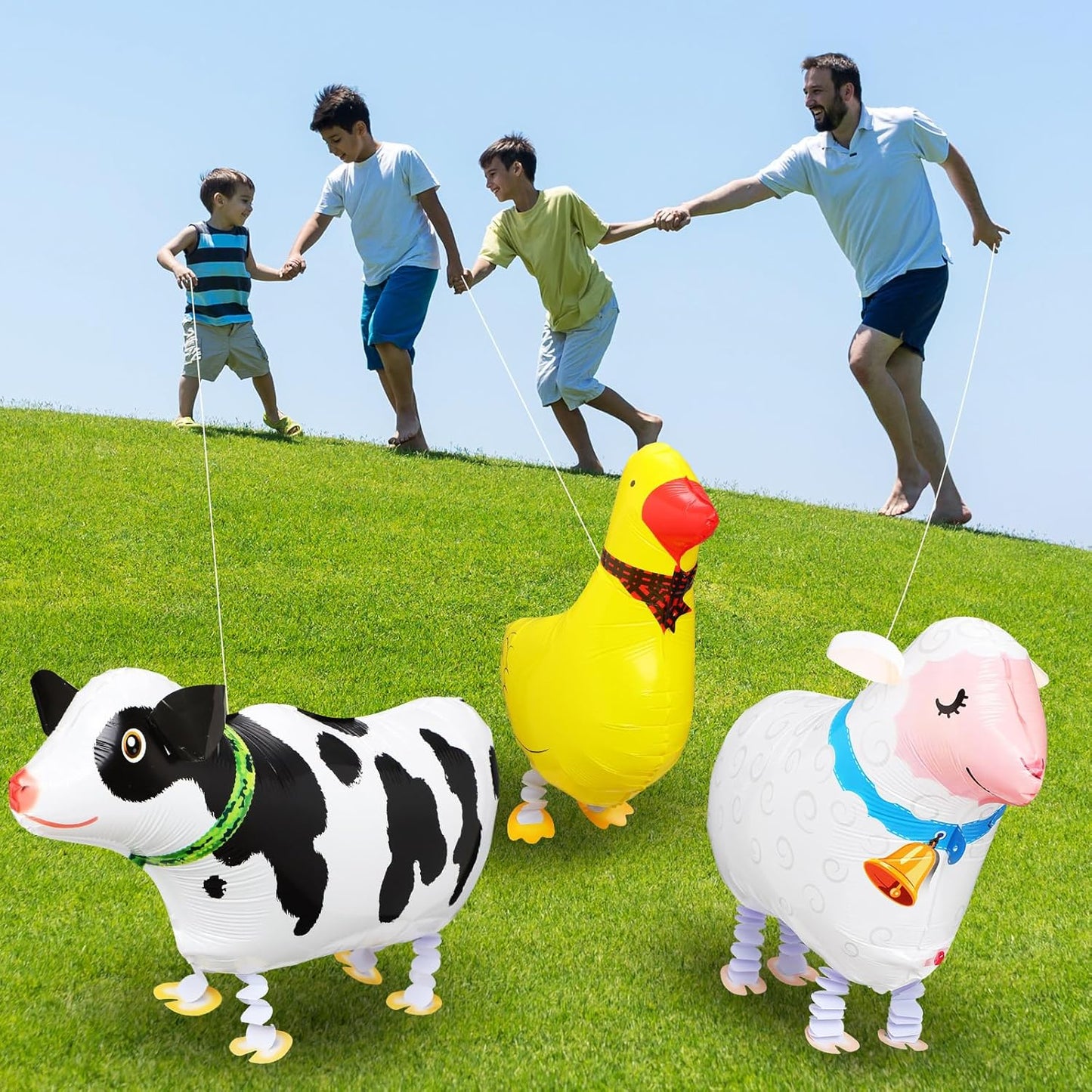 6 Pcs Adopt a Farm Animal Farm Birthday Party Include 5 Walking Animals Balloons and Raffia Grass for Adopt a Animal Birthday Party Supplies Baby Shower Photography