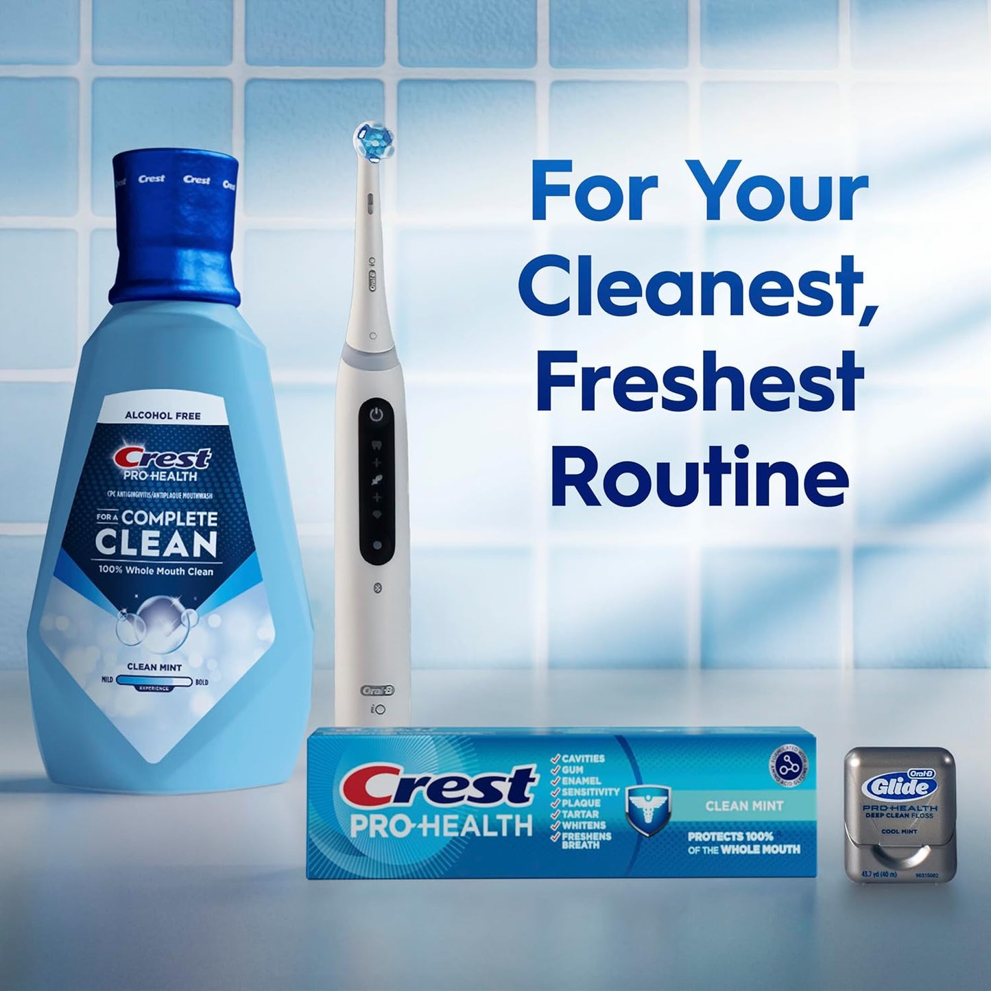 Crest Mouthwash Pro Health Complete Clean, CPC (cetylpyridinium chloride) Antigingivitis/Antiplaque, Alcohol Free, Clean Mint, 1 L (33.8 fl oz)