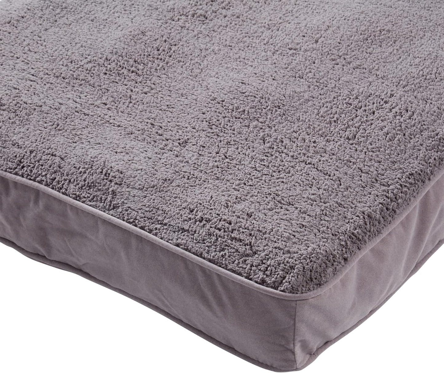 South Pine Porch Darla Deluxe Reversible Microfiber and Sherpa Supportive Rectangle Dog Bed with Removable, Machine-Washable Cover, Gray, Medium (42 in. x 30 in.)