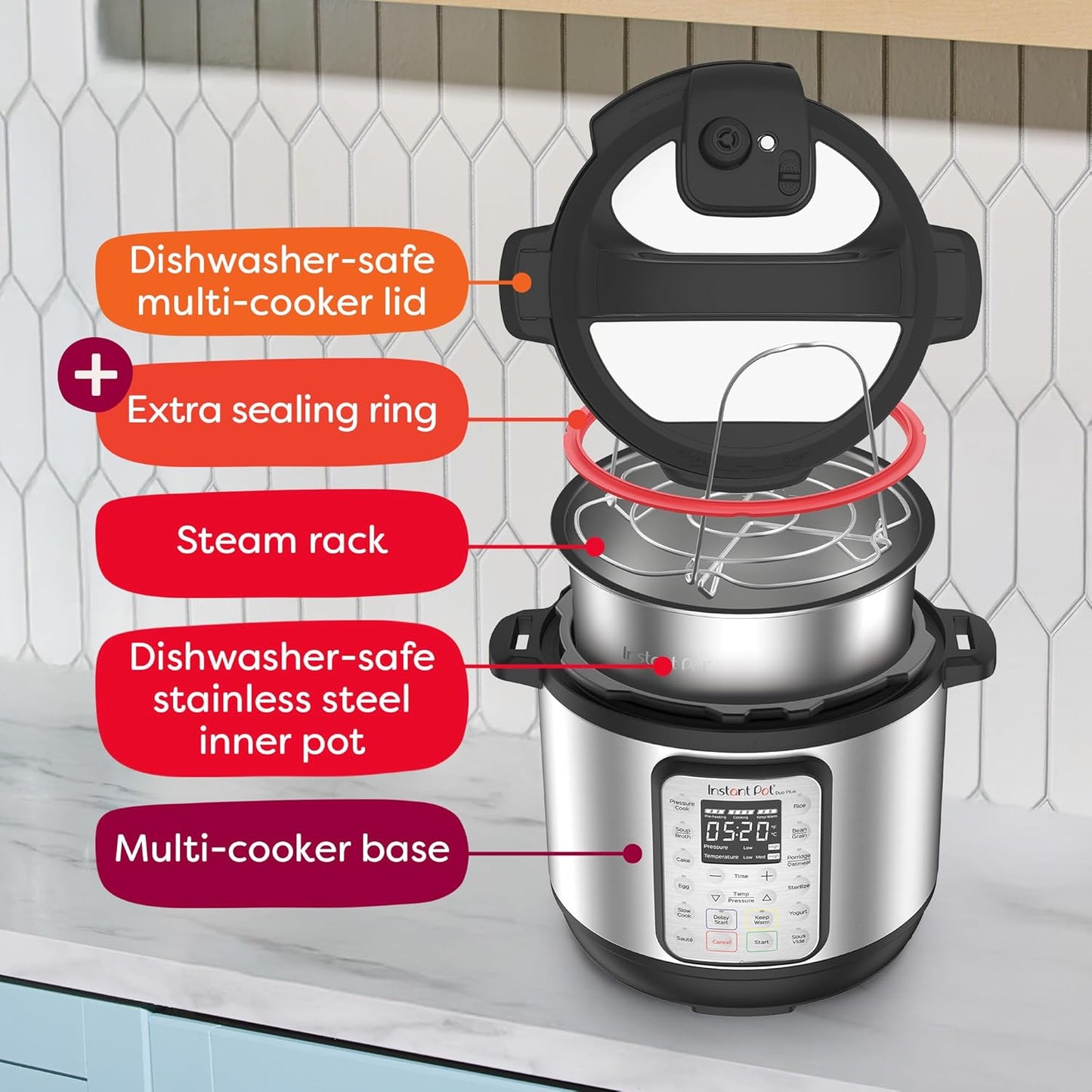 Instant Pot Duo Plus 9-in-1 Multicooker, Pressure Cooker, Slow Cook, Rice Maker, Steamer, Sauté, Yogurt, Warmer & Sterilizer, Includes App With Over 800 Recipes, Stainless Steel, 6 Quarts