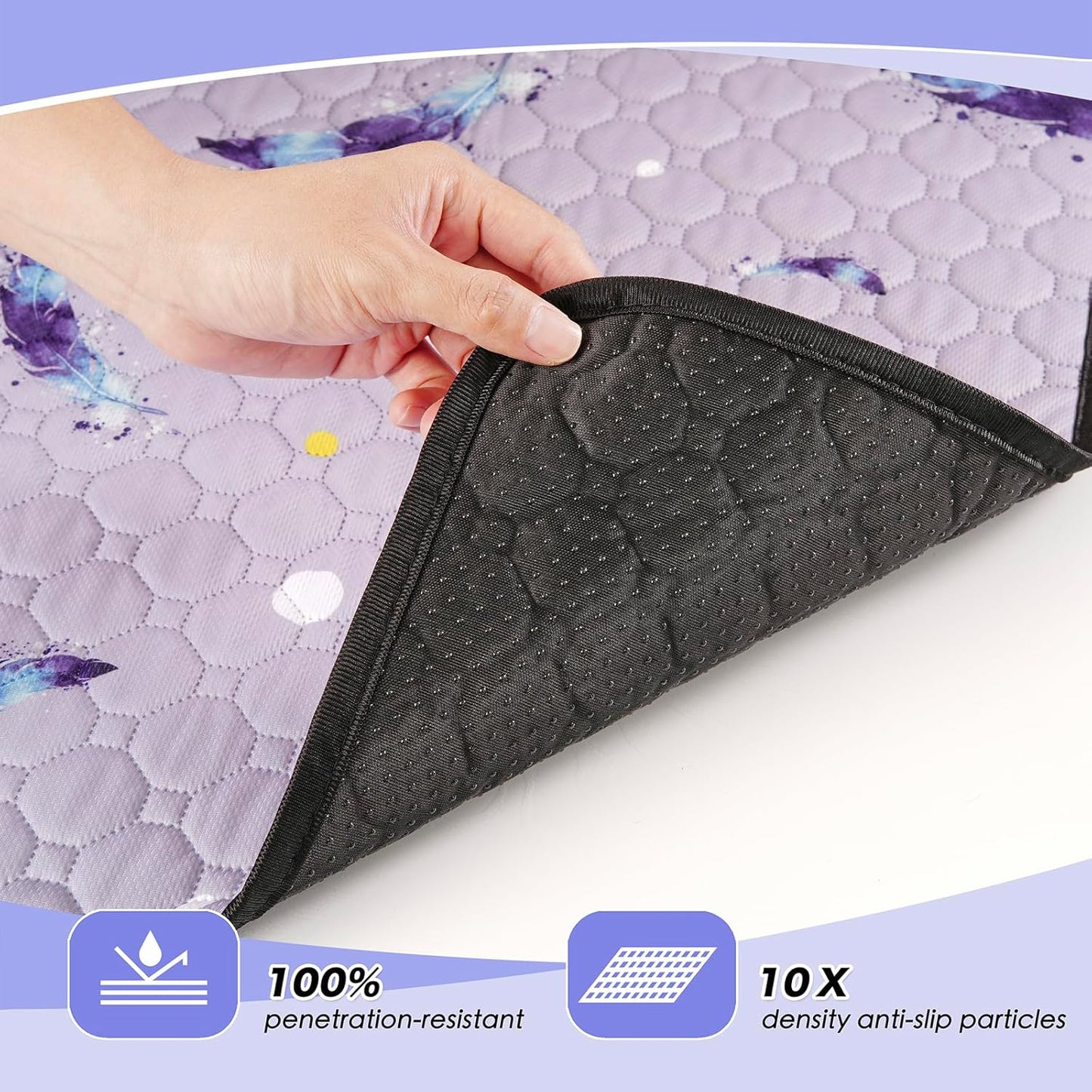 Washable Pee Pads for Dogs, 2Pack Reusable Puppy Pads, Super Absorbent & Leakproof Dog Pads, Anti-Slip Dog Pee Pads for Puppy Training & Incontinence, Feather Pattern 36"x36"