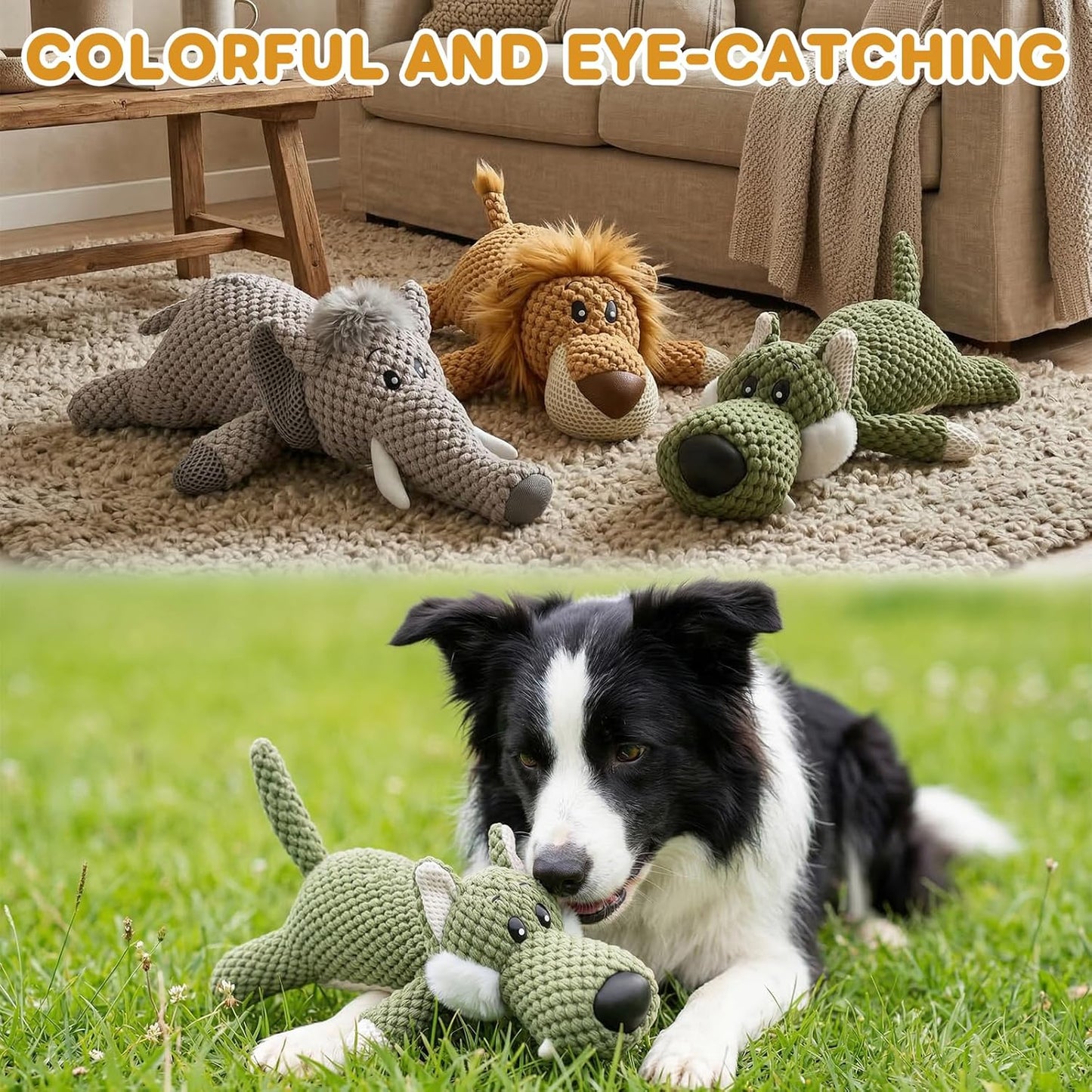 Dog Toys Indestructible Dog,Soft Chew Toy,Durable Squeaky Dog Toys for Heavy Chewers,Toy Puppy Pet Mutt Toy Plush Dog Chew Toy, Interactive Dog Toys (Brown)