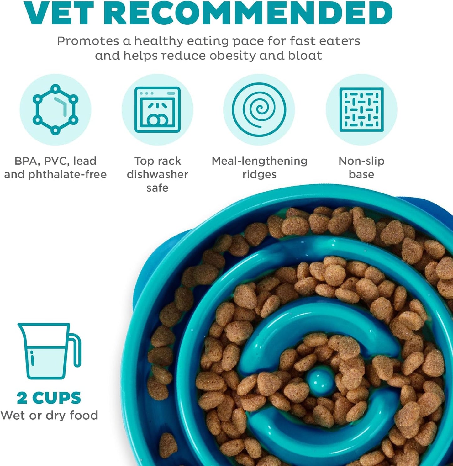 Outward Hound Fun Feeder Slo Bowl Slow Feeder Dog Bowl Bundle, Large/Regular and Medium/Mini, Purple and Turquoise