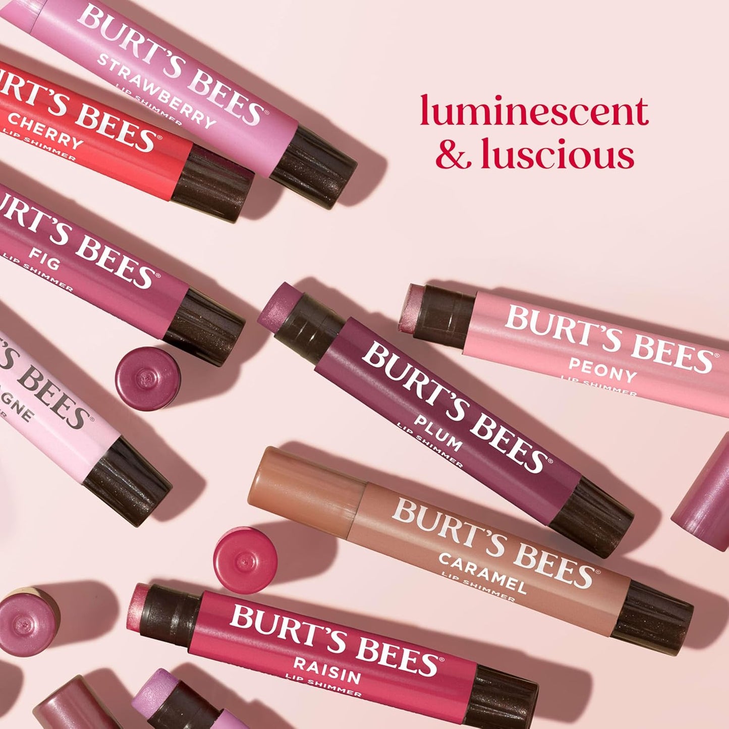 Burt's Bees Easter Basket Stuffers, Lip Shimmer Nude Collection, Tinted Lip Balm, Moisturizing for All Day Hydration with Natural Glowy Finish & Buildable Color, Value Pack, 3 Tubes x 0.09 Oz