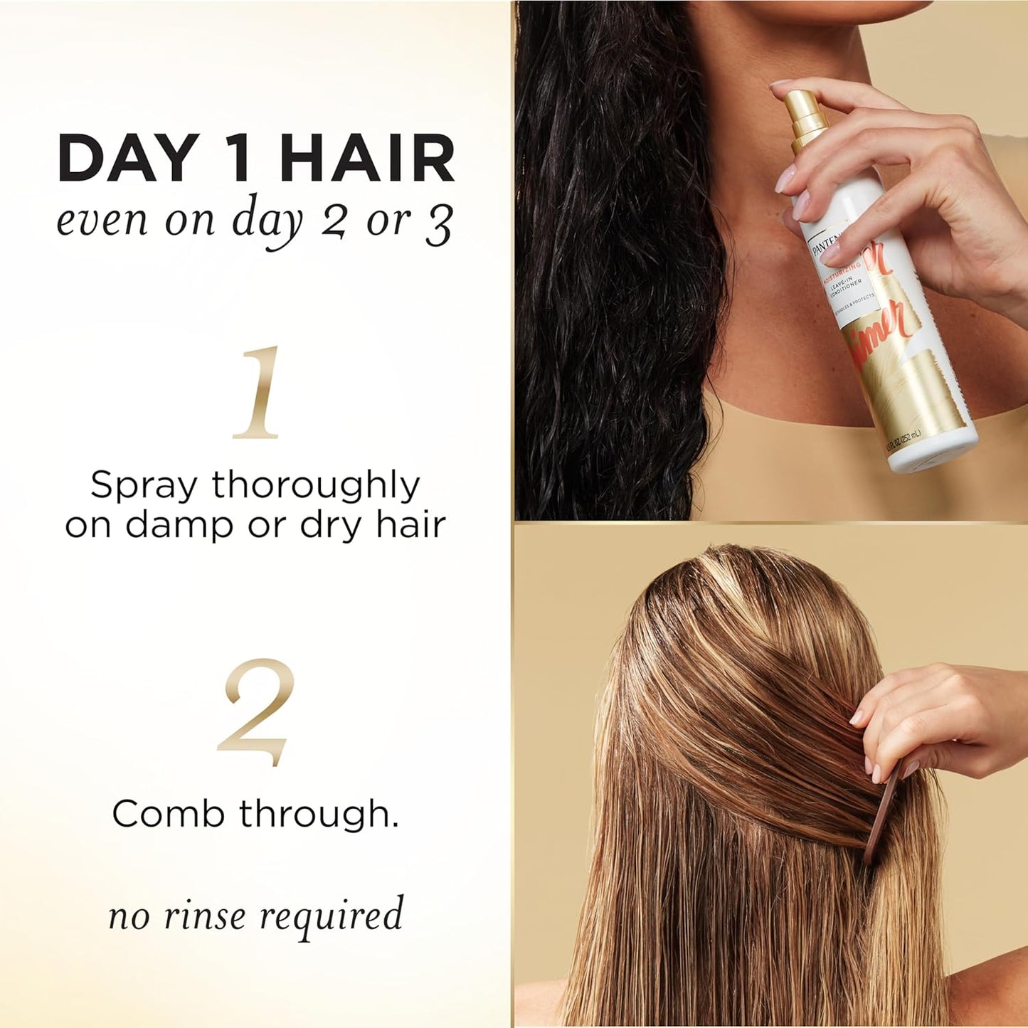Pantene Conditioning Detangler Spray, Pro-V Repair & Protect, Nutrient Boost for Damaged Hair, Antioxidant Enriched, Leave-In Conditioner, Smooth & Shine, Sulfate-Free, 8.5 Fl Oz, 3 Pack