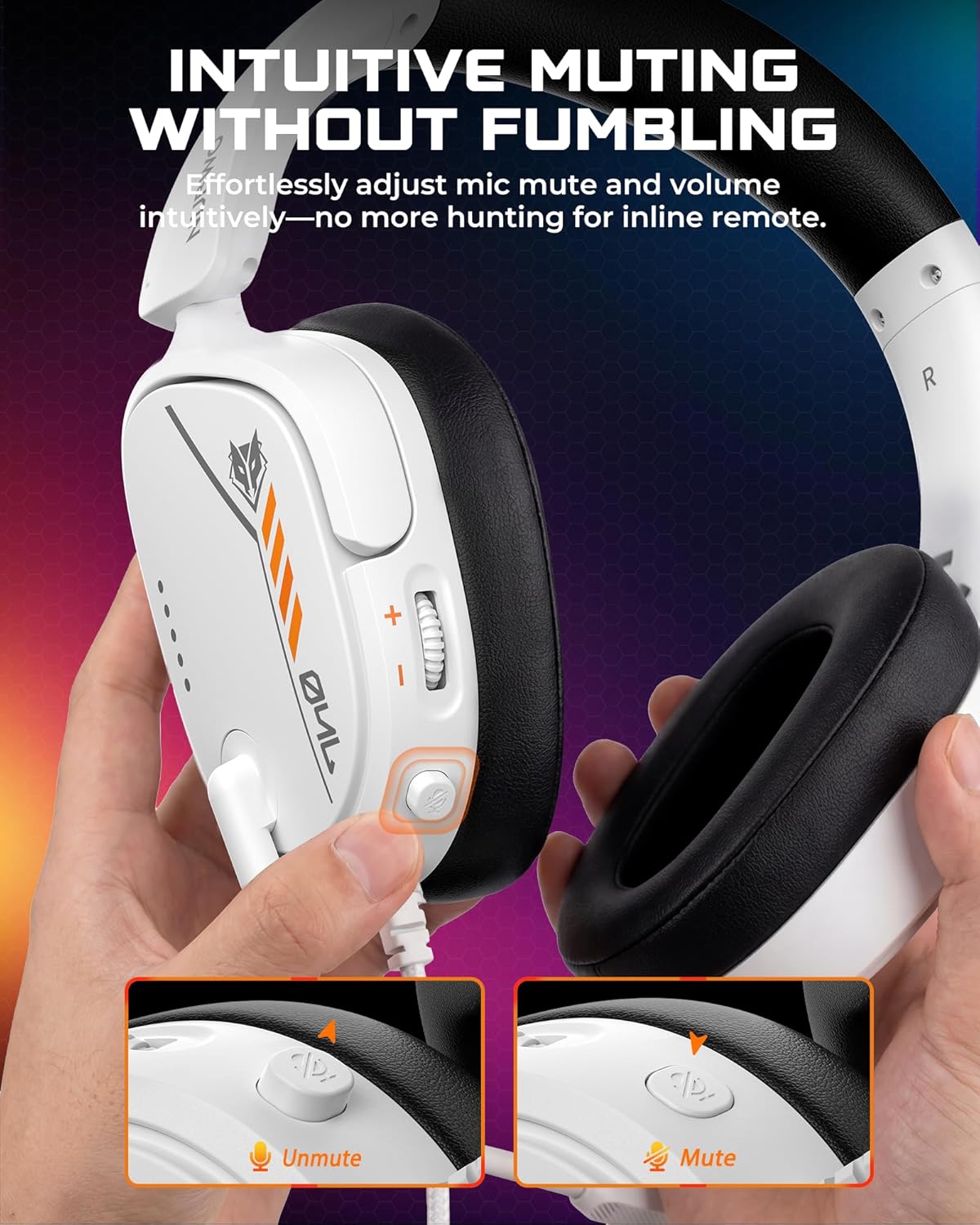 NUBWO HG04L Gaming Headset for PS5/PS4, Xbox Series X|S/Xbox One, Switch – 250g Lightweight, Clear Unidirectional Mic, Soft Memory Earmuffs, 3.5mm Jack for Gaming & Work