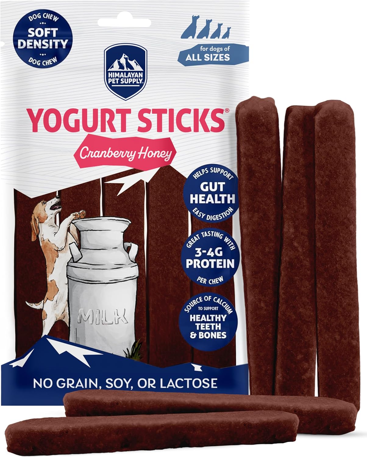 Himalayan Dog Chew Cranberry Honey Yogurt Sticks for Dogs | Protein-Rich Treats with Prebiotics & Probiotics | Lactose-Free, Grain-Free, Gluten-Free | Healthy Yogurt Chews for All Breeds | 5 Count