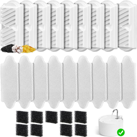 9 Pack Ceramic Cat Water Fountain Replacement Filters, Pet Fountain Replacement Filters for 2.2L/74OZ Ceramic Fountain