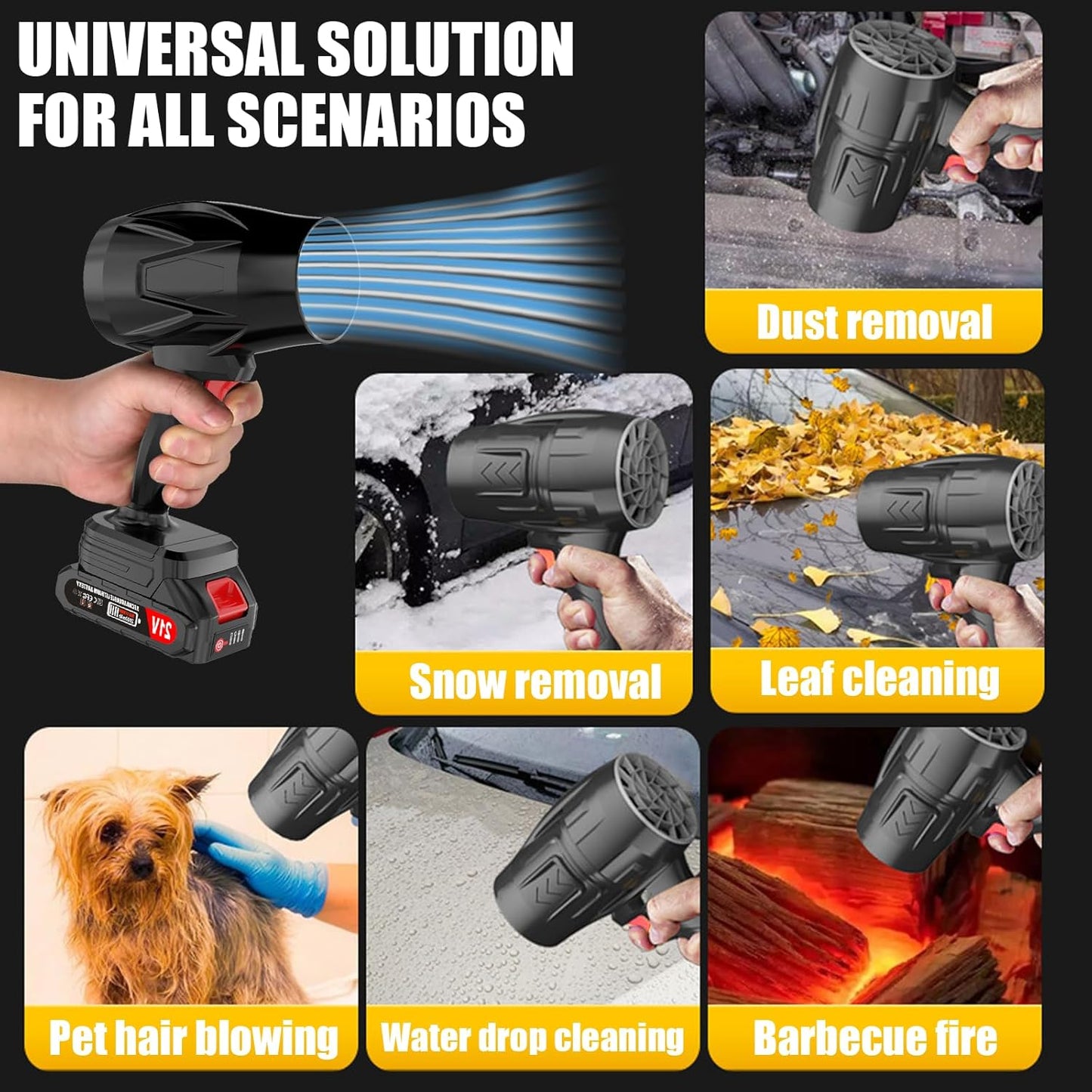 Leaf Blower Cordless with Battery and Charger, 21V Hand Held Blower, Turbo Air Jet Blower, Portable Handheld Leaf Blower with Adjustable Speed for Patio, Lawn Care, Car Snow, Blowing Leaves and Dust