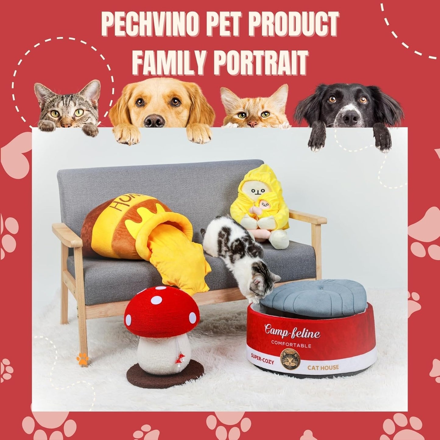 Can-Shaped Cat Bed with Privacy Cover - Comfortable Cushion for Cats & Small Dogs