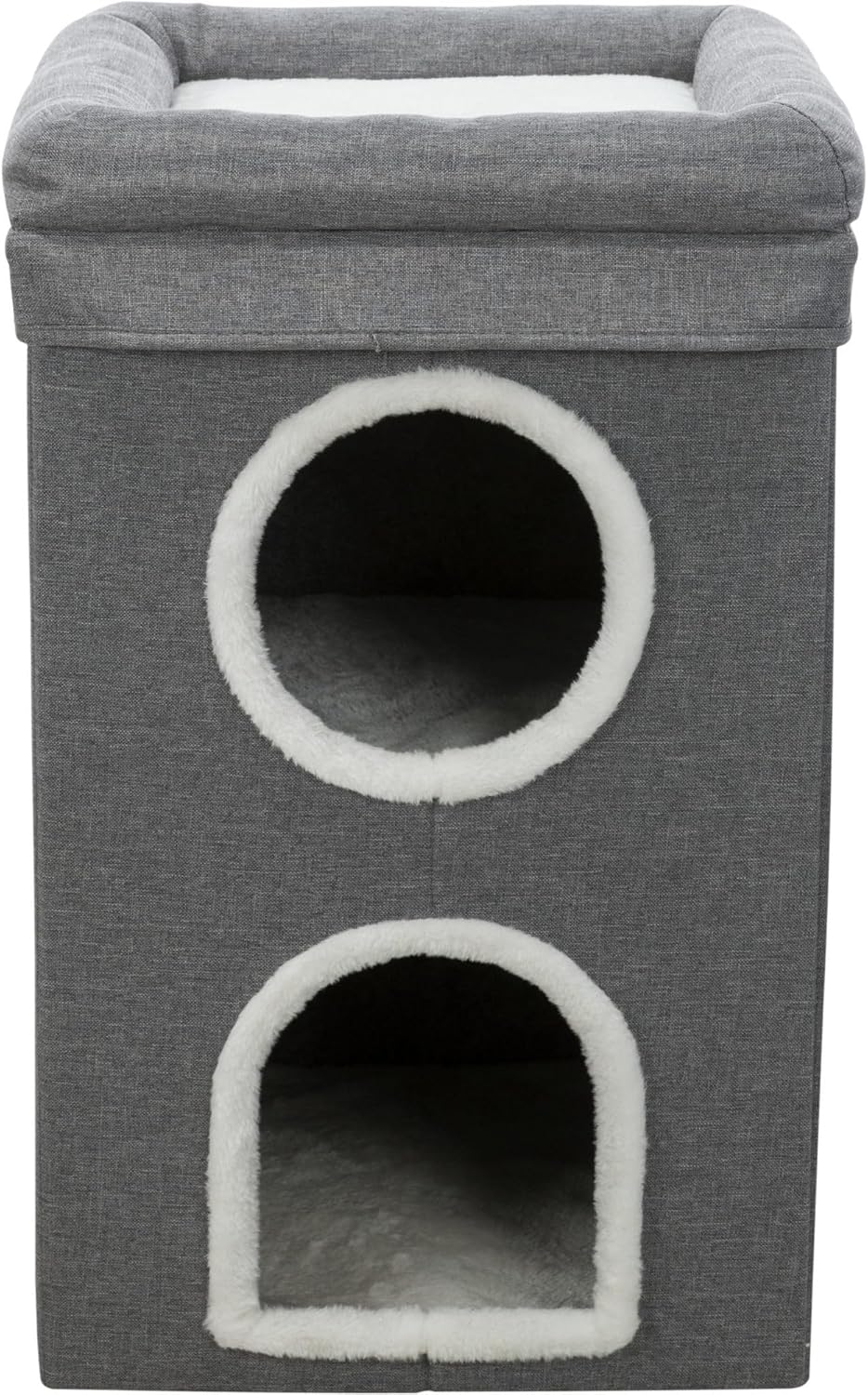 Trixie Saul Cat Condo | 2-Story Condo Tower | Scratching Surface | Foldable for Easy Storage | Gray