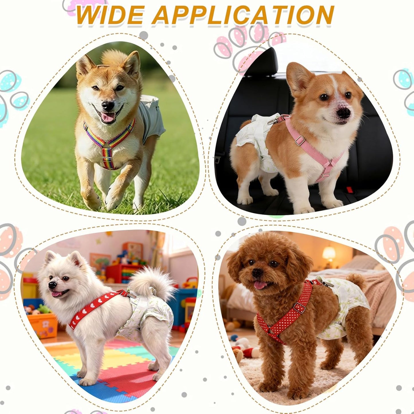 Dog Suspenders, Pet Diapers Keeper, Diapers Suspender for Dog, Elastic Strap Clips, (Pink, S, 2 Pcs), Intended for Small Medium Large Pet Doggy Skirt Dresses