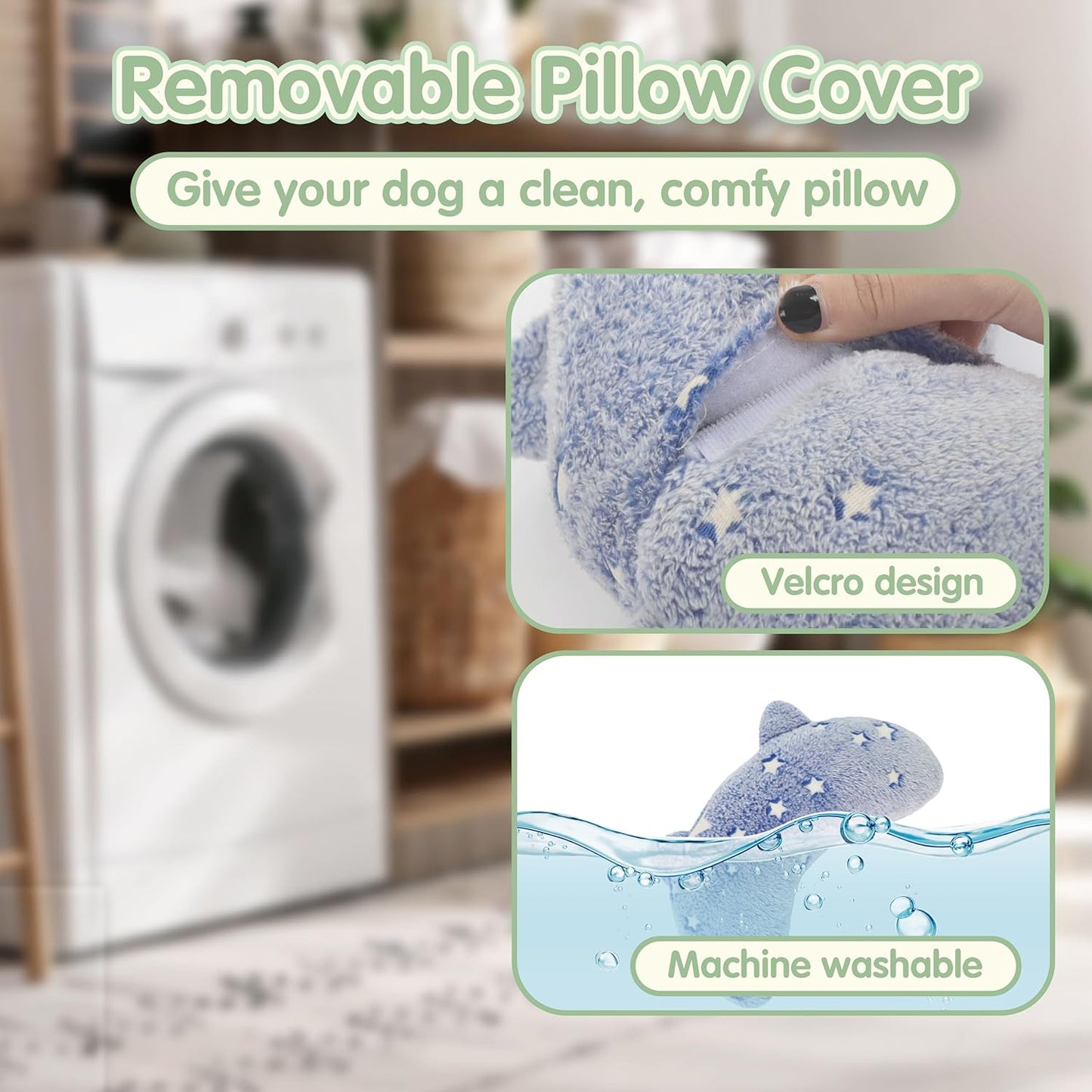 Dog Pillows for Large Dogs, Glow in The Dark Soft Neck Pillow, U-Shaped Pillow for Cat and Dog, Machine Washable Toy & Birthday Gift (Glow Blue, L)