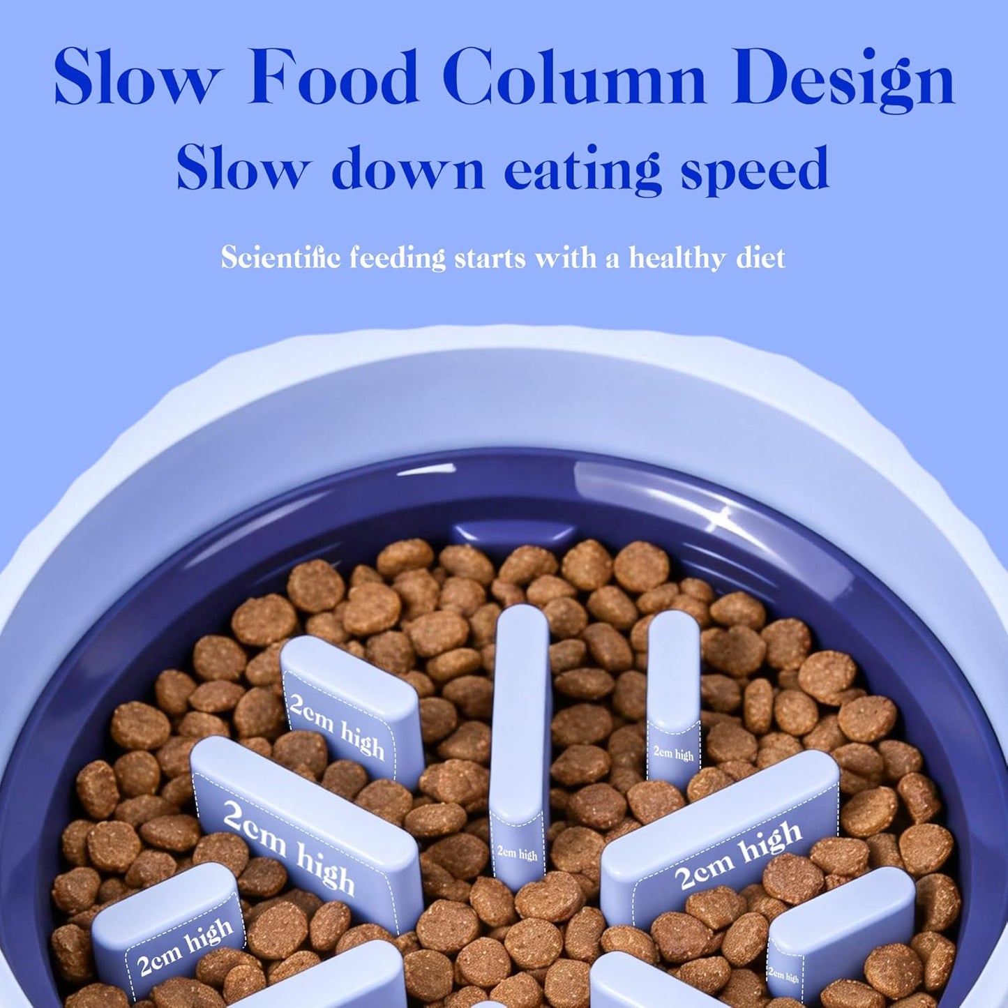 Slow Feeder Dog Bowl for Large Dogs - Non-Slip Durable Interactive Puzzle Bowl, Easy CleanDesign to Prevent Bloat & Overeating, 100% BPA Free (Blue)