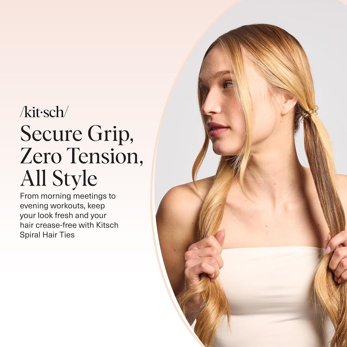 Kitsch Spiral Hair Ties for Women – Coiled Plastic Hair Ties No Damage, Ponytail Holders for Thick and Thin Hair – Creaseless and Dent-Free, Phone Cord Style | Ideal Gifts for Women - Brunette, 8 Pcs