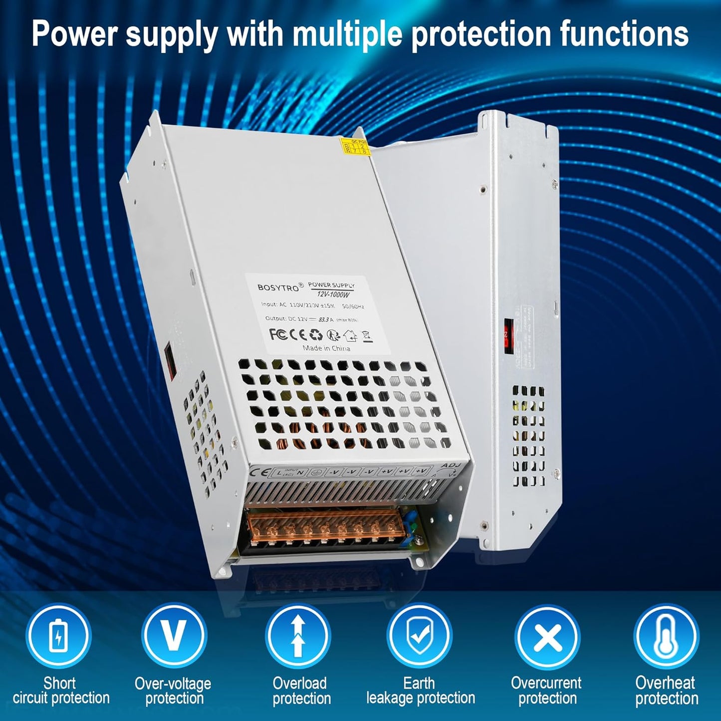 DC 12V 83.3A 1000W Switching Power Supply SMPS AC 110V / 220V-DC 12V Transformer Adapter, for Advertising Signs, CCTV Camera Security System,Computer Project of Industrial Power Supplies