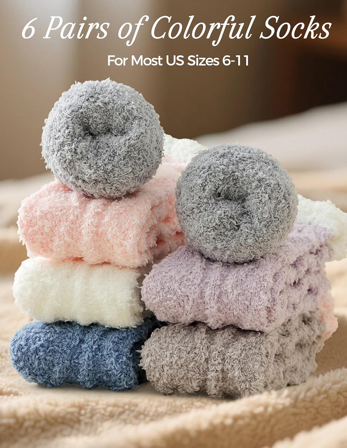 TEHOOK Warm & Cozy Gifts for Women, Fluffy Fuzzy Plush Sleeping Slipper Socks - Soft Warm Fabric