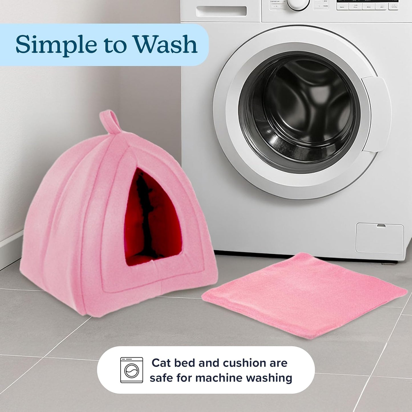 PETMAKER Indoor Cat House with Removable Foam Cushion for Cats, Kittens, Small Dogs & Small Pets, Plush Pet Bed Crate Tent Hideaway with Cozy Soft Interior, Small Animal Sleep & Rest Space