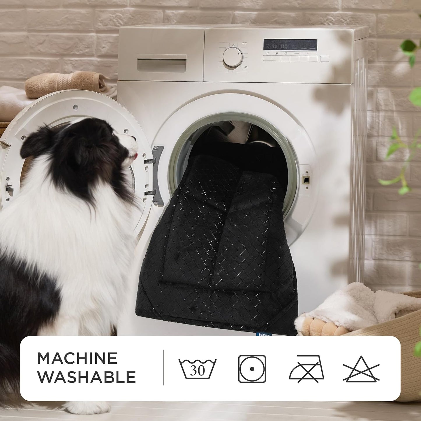 Bedsure Chew Resistant Dog Bed Large Sized Dog - Chew Proof Dog Crate Pad Machine Washable Durable Kennel Mat for Chewers with Reinforced Corners, Black, 35x22 in