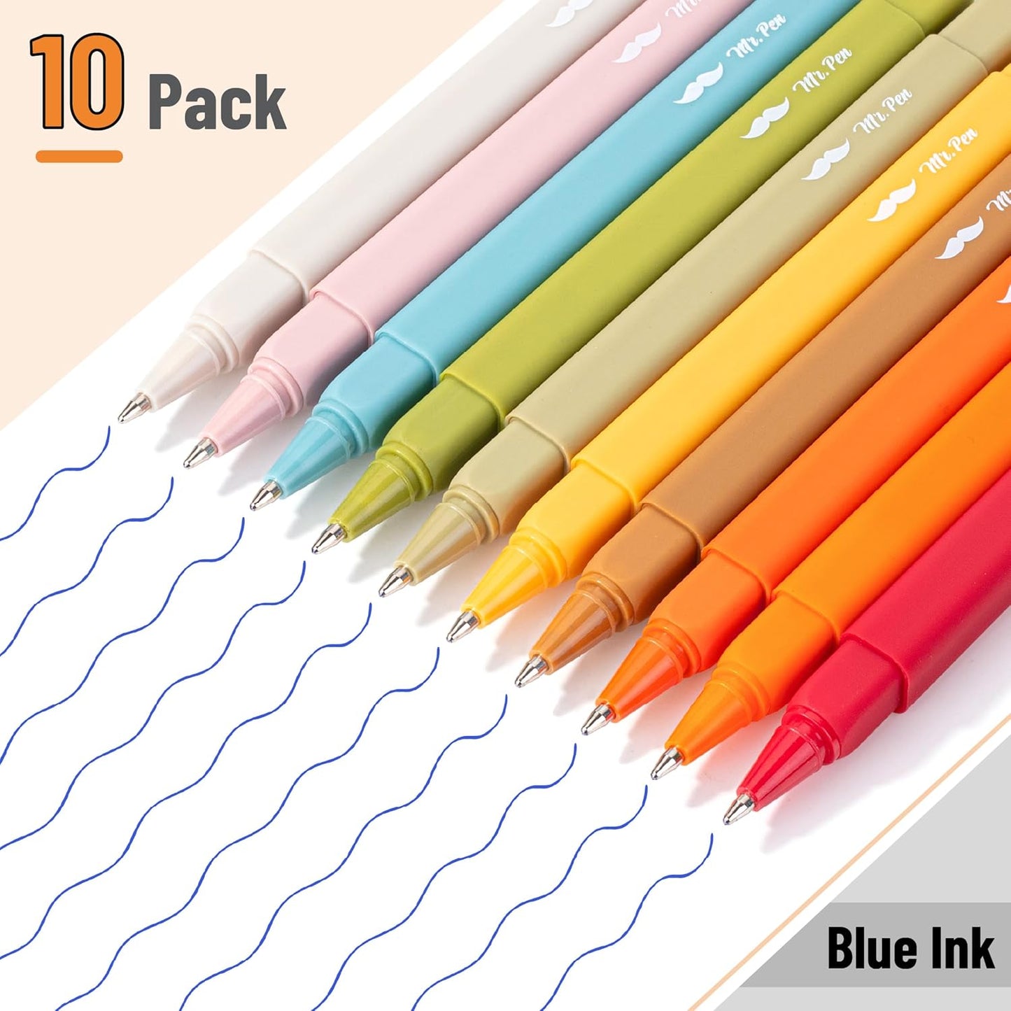 Mr. Pen- Aesthetic Pens, 10 Pack, Blue Ink, Fast Dry, No Smear Bible Pens No Bleed Through, 0.7mm Fine Point Pen