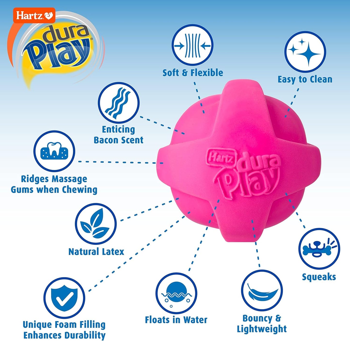 Hartz Dura Play Bacon Scented Squeak Ball Dog Toy for Small Breeds, 3 Pack