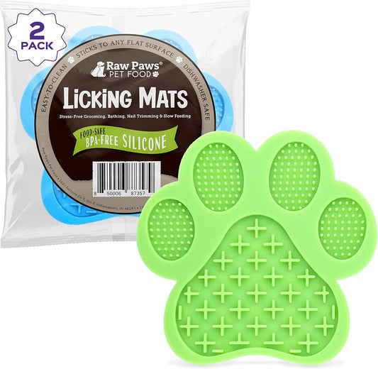 Raw Paws Licking Mats, 2-ct - Boredom Busters for Dogs in Shower, Licking Mat for Dogs - Dog Distraction Mat, Dog Slow Feeder Mat - Interactive Mat for Calming Anxiety - Lick Pad for Dogs & Cats