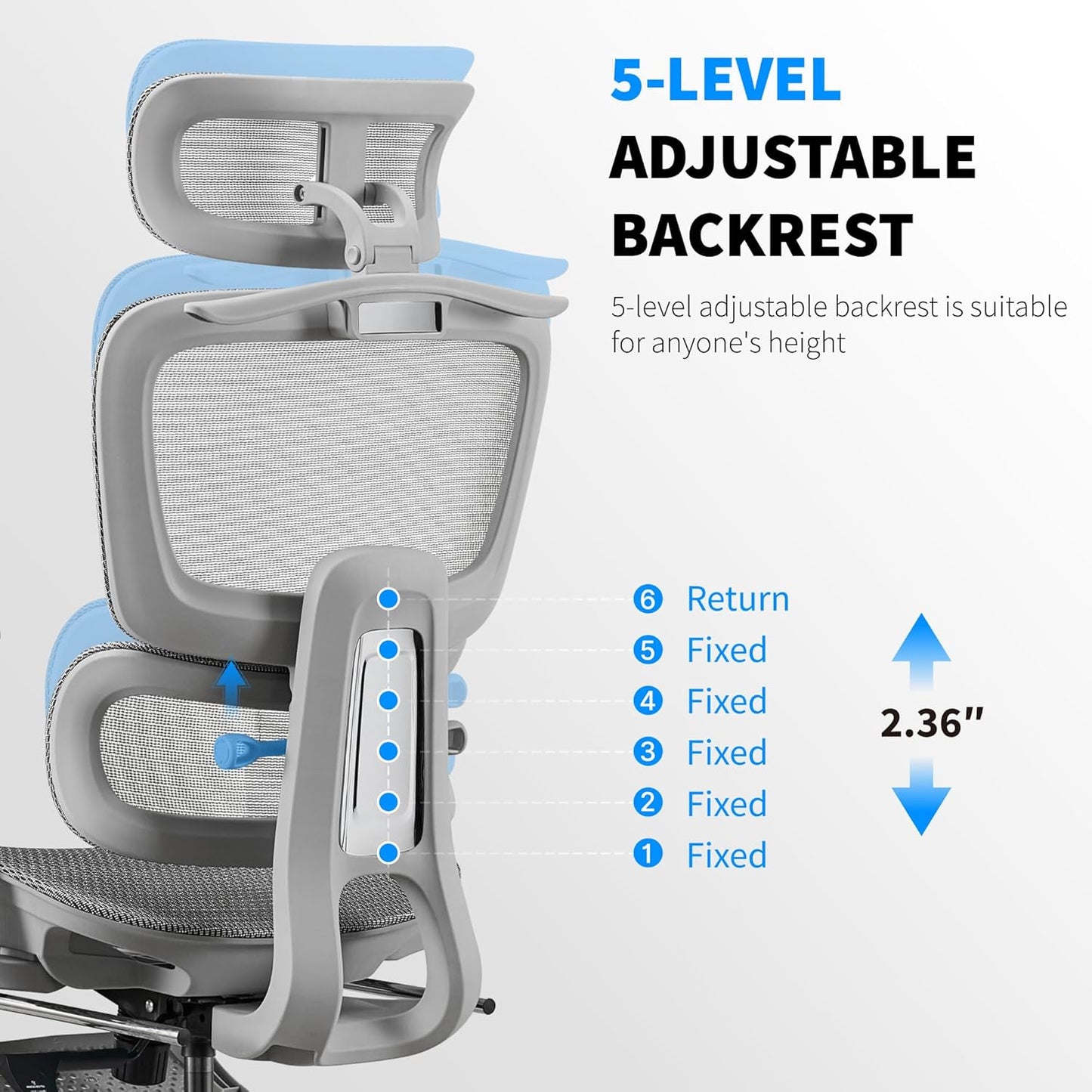 Mesh Ergonomic Office Chair with Footrest,High Back Mesh Gaming Chair with Lumbar Support,Adjustable Headrest and Armrests for Home Office Desk Chair (Modern, Grey)