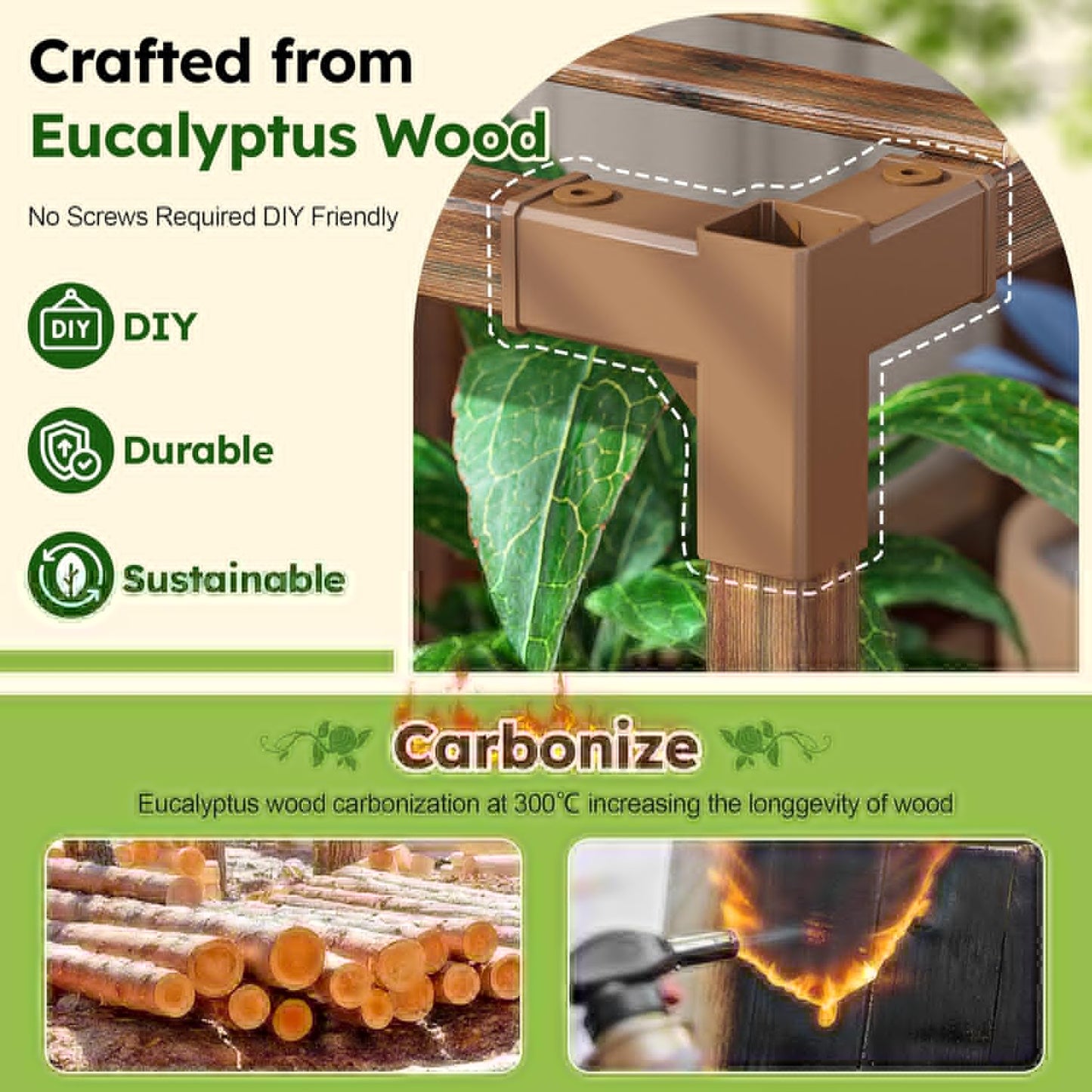EnHomee Plant Stand Indoor Wood Plant Stand Outdoor Tiered Plant Shelf for Multiple 16-21 Potted Plants for Living Room Patio Balcony Yard Garden 44.9" W x 11.8" D x 62.2" H