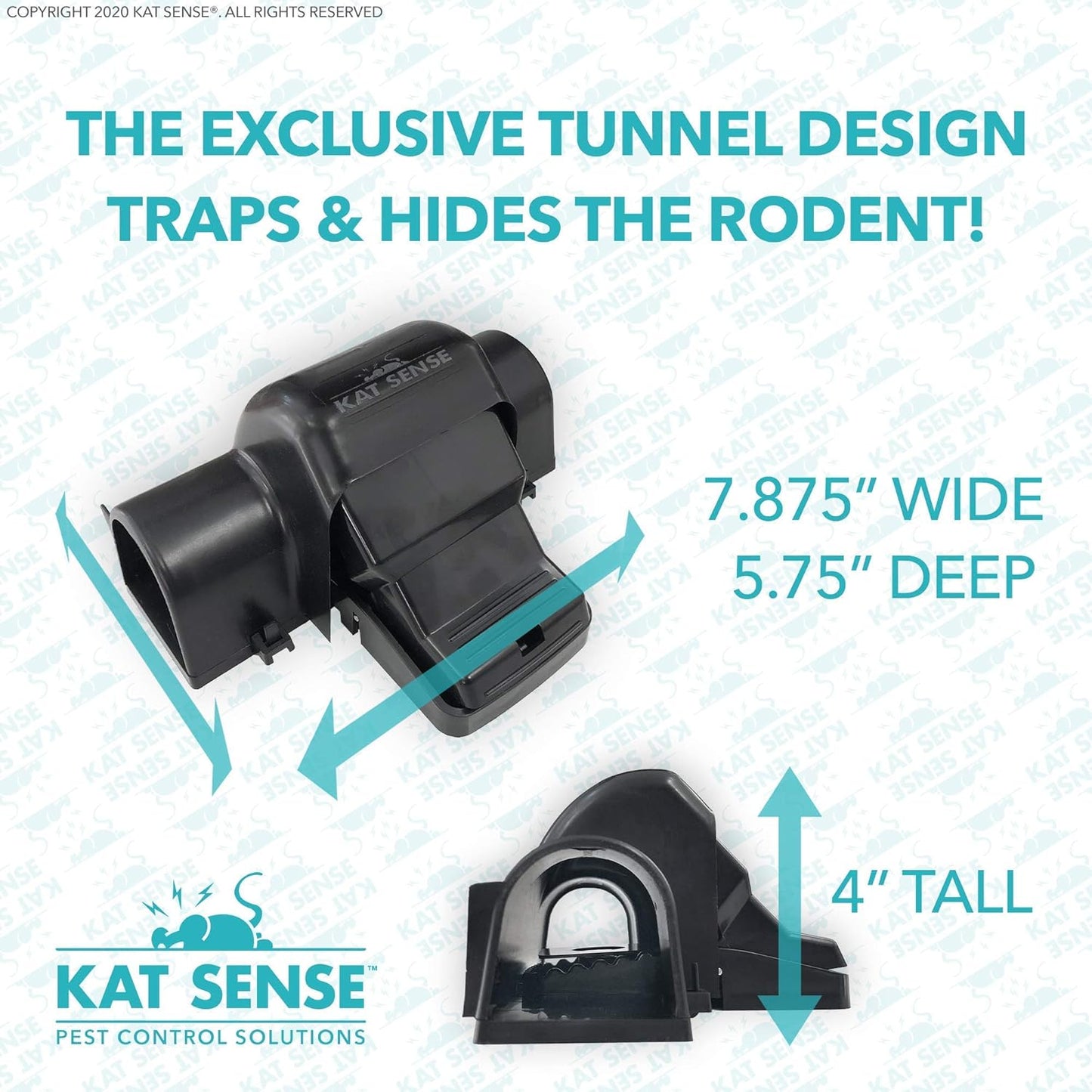 Kat Sense Covered Rat Trap & Chipmunk Trap, Prevents Accidental Triggering with Tunnel Design, Quick Action Pest Control Device, Indoor Outdoor Mouse Trap, Reusable Snap Style Rodent Control